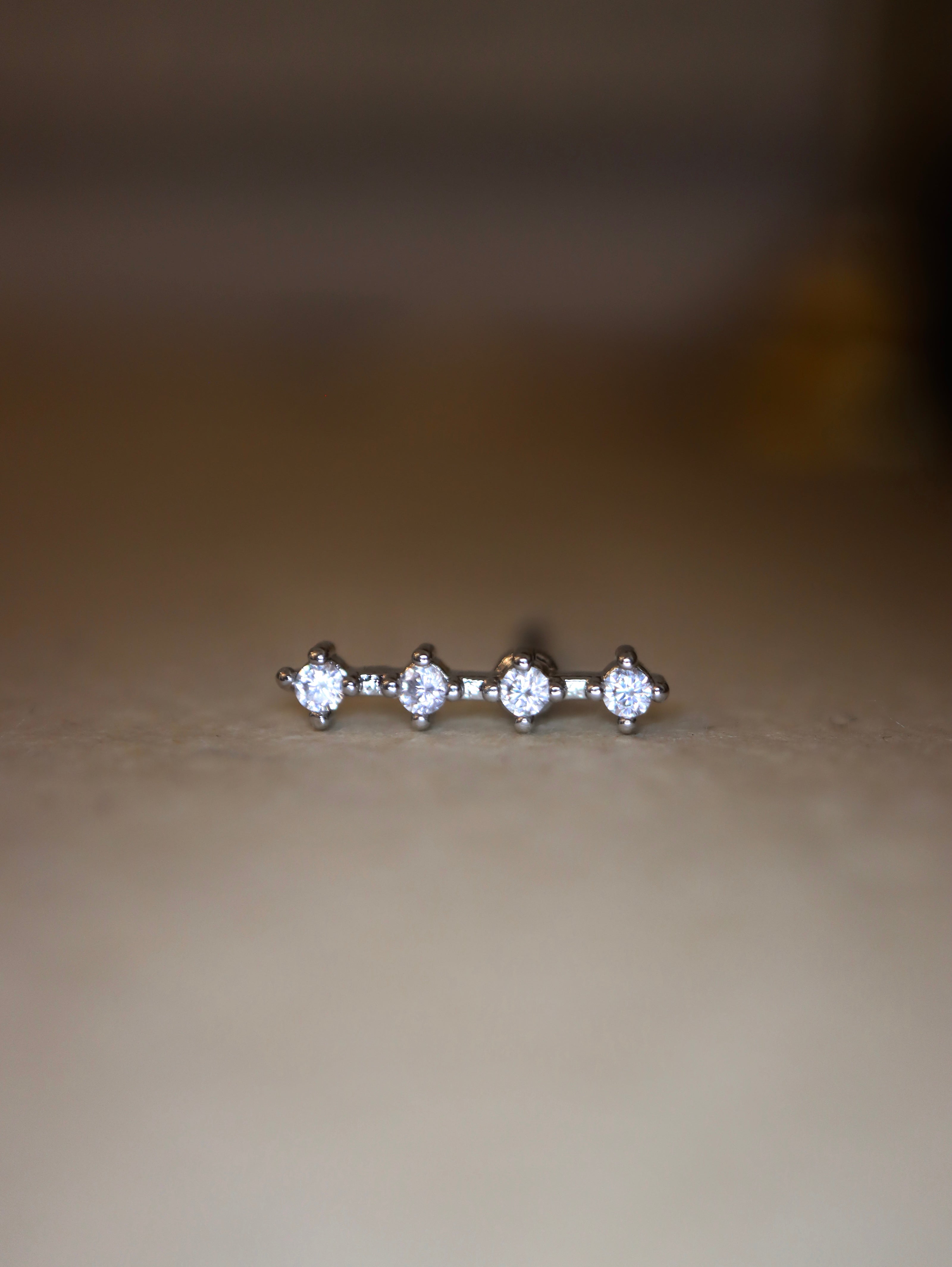 Cz line surgical steel stud piercing earring (1pc)
