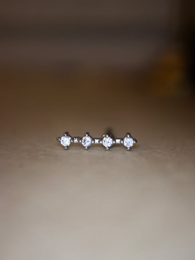 Cz line surgical steel stud piercing earring (1pc)