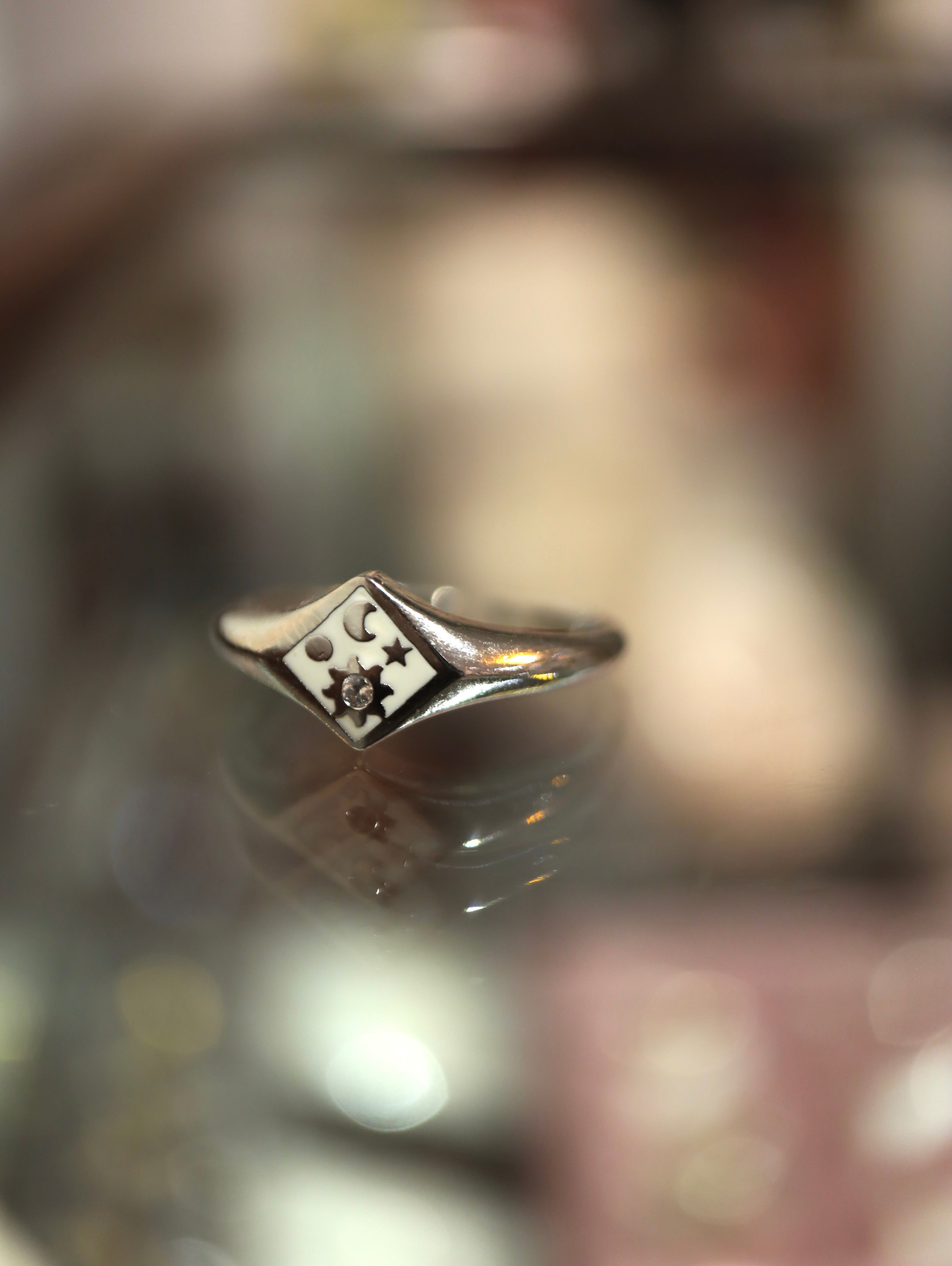 Celestial Rhombus Enamel Open Size Ring
