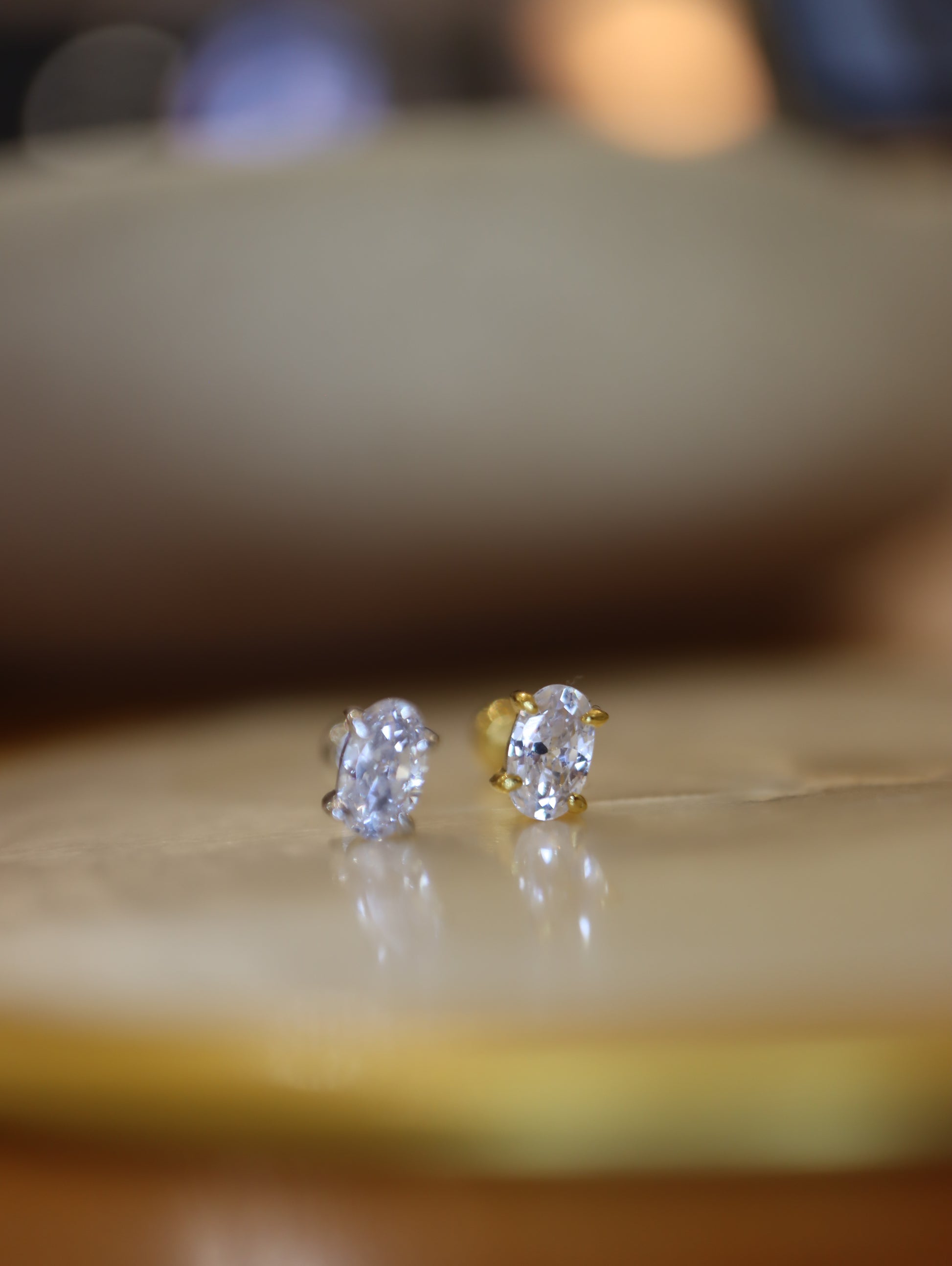 Oval cz 925 silver piercing stud