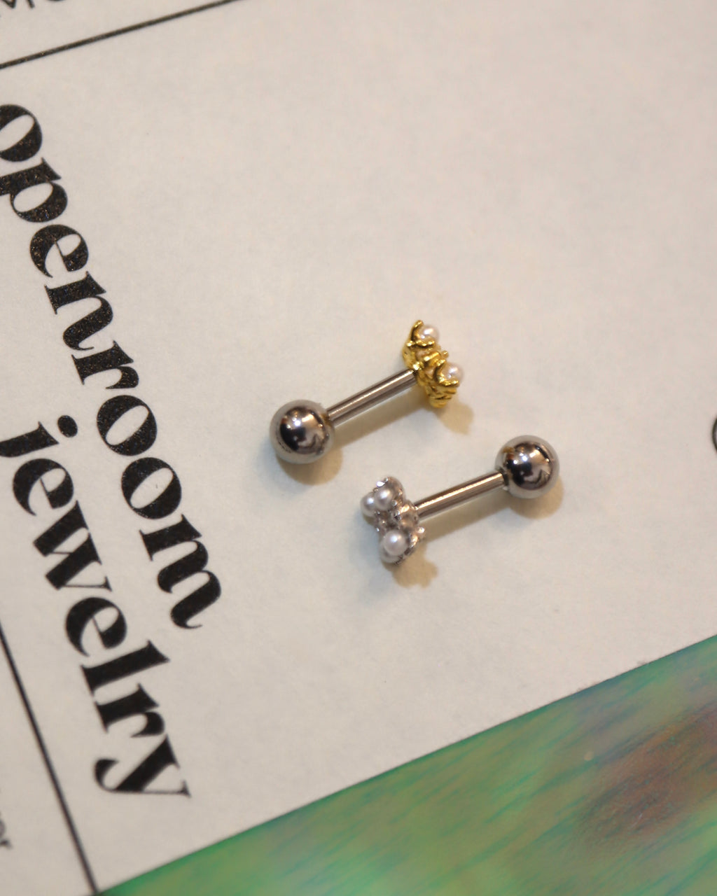 Pearl square surgical steel stud earring