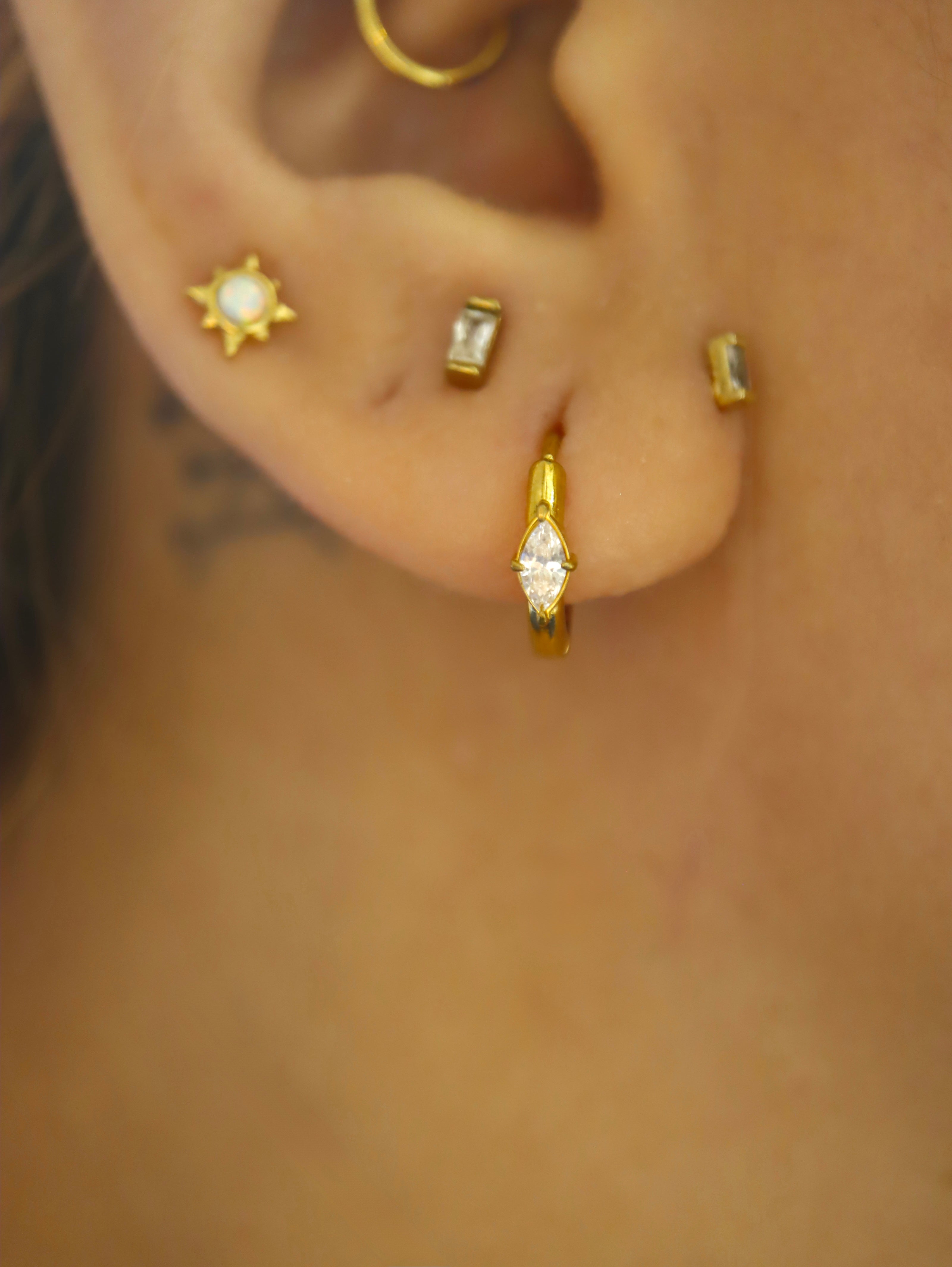 Marquise CZ hoop Stainless Steel Earrings