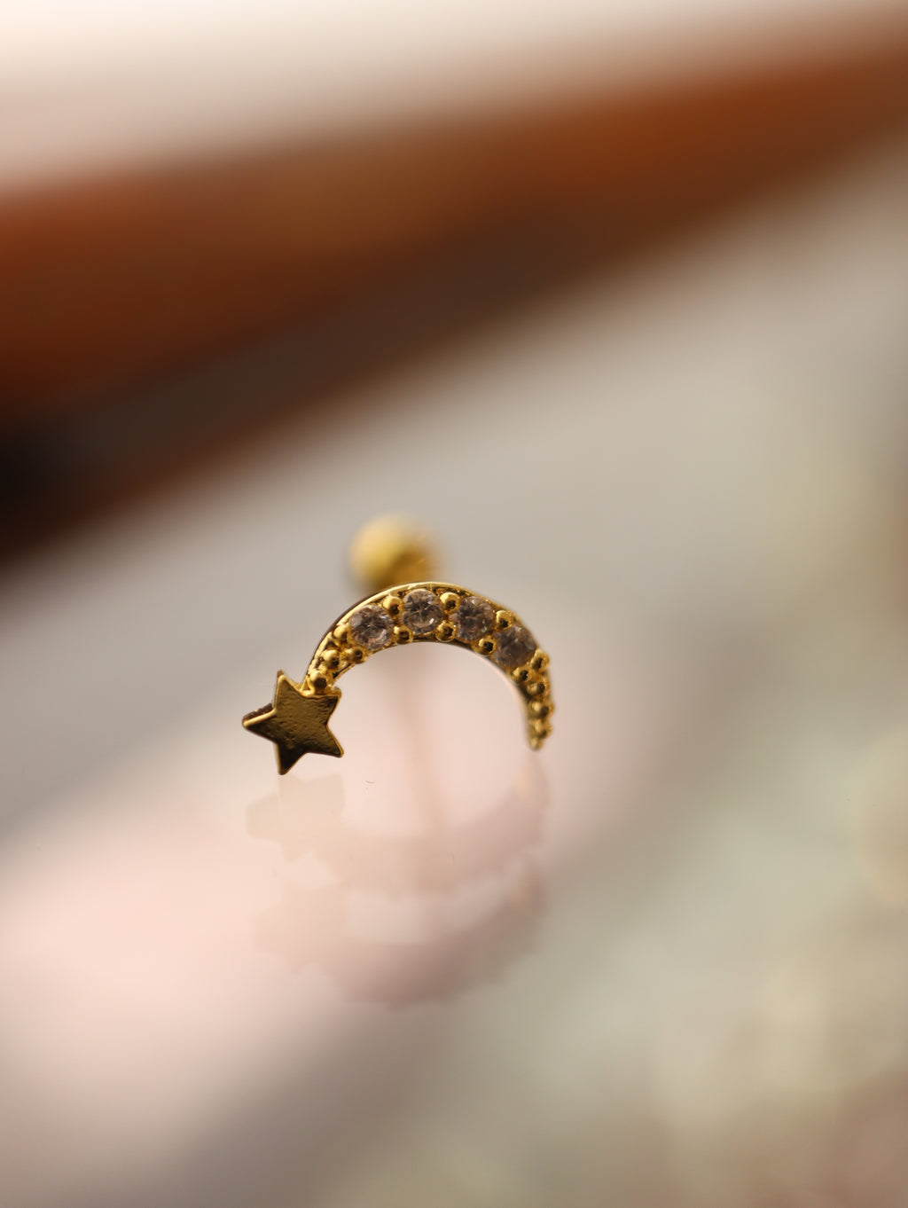 Crescent star 925 silver piercing (1pc)