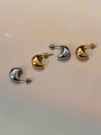 Crescent glow stainless steel earrings