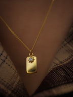 Celestial Rectangle With Sun Pendant 925 silver Necklace