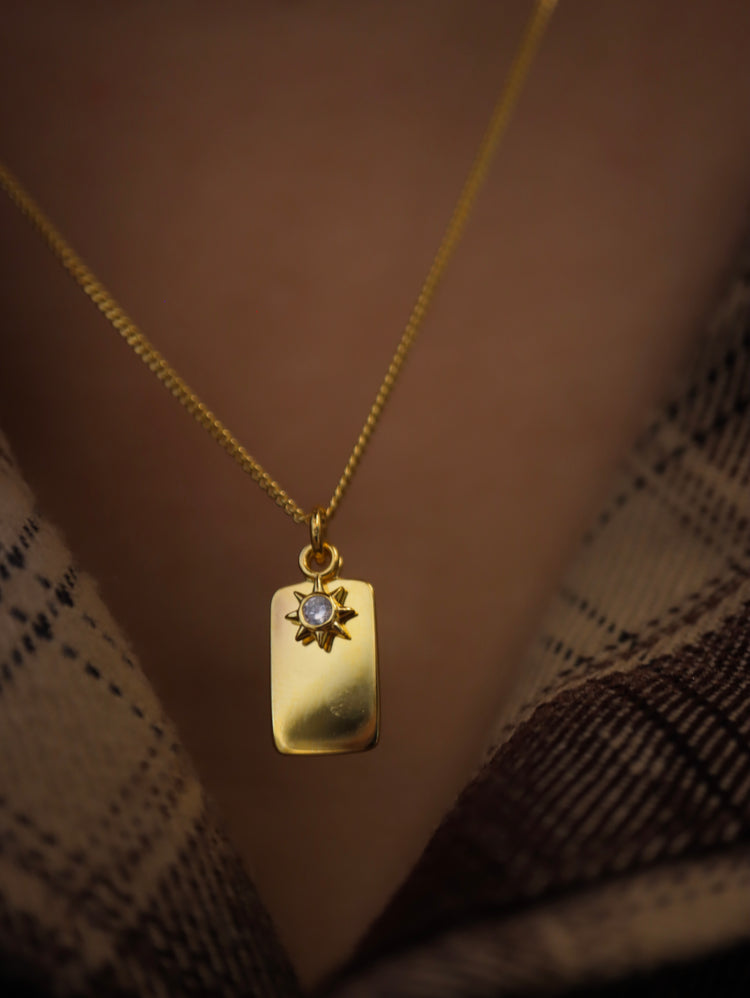 Celestial Rectangle With Sun Pendant 925 silver Necklace