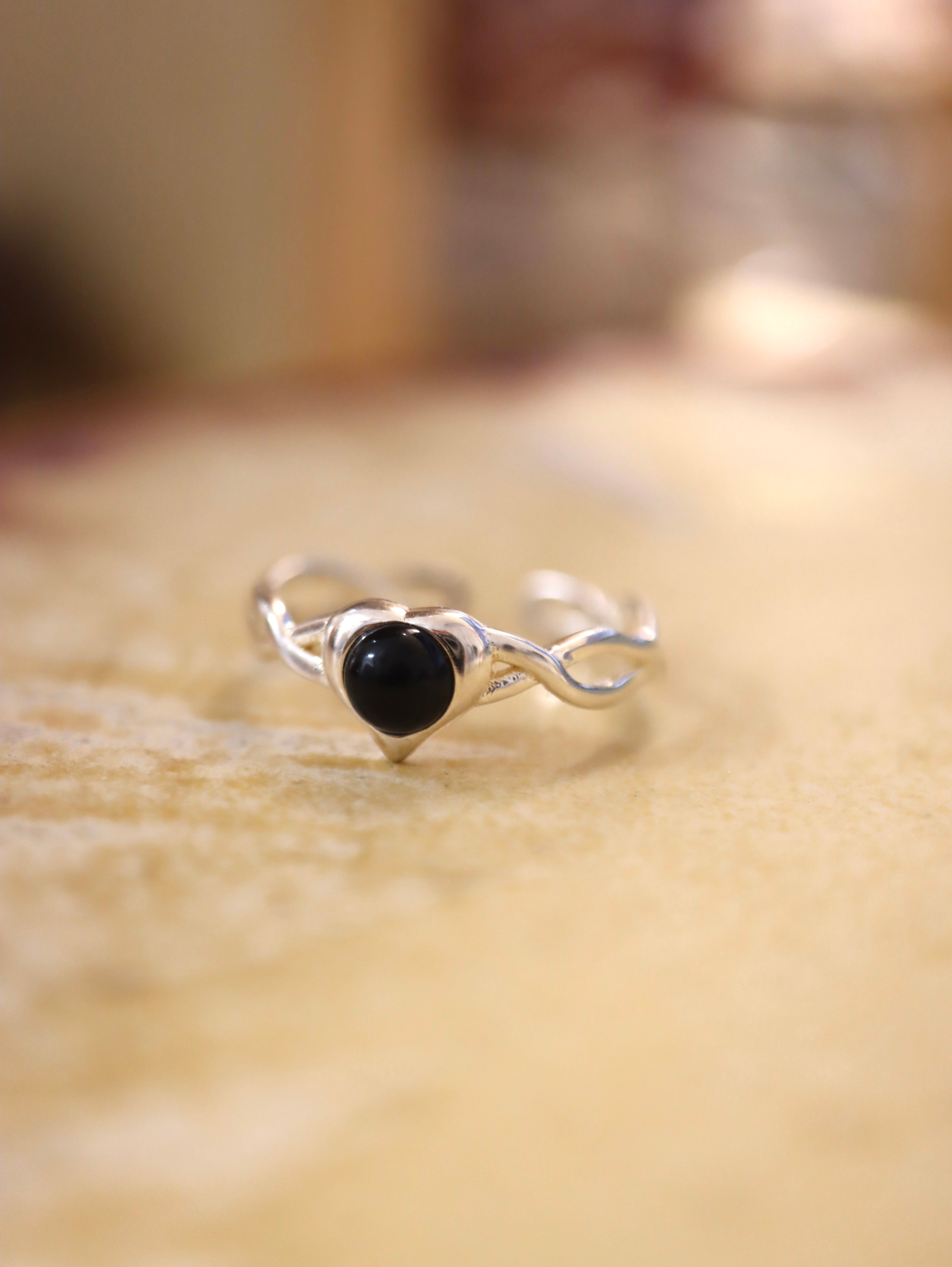 925 silver onyx free size ring