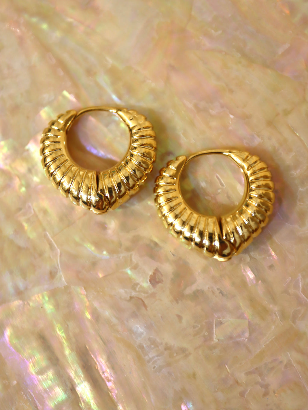 Luxe Ridged Statement Hoops Earrings