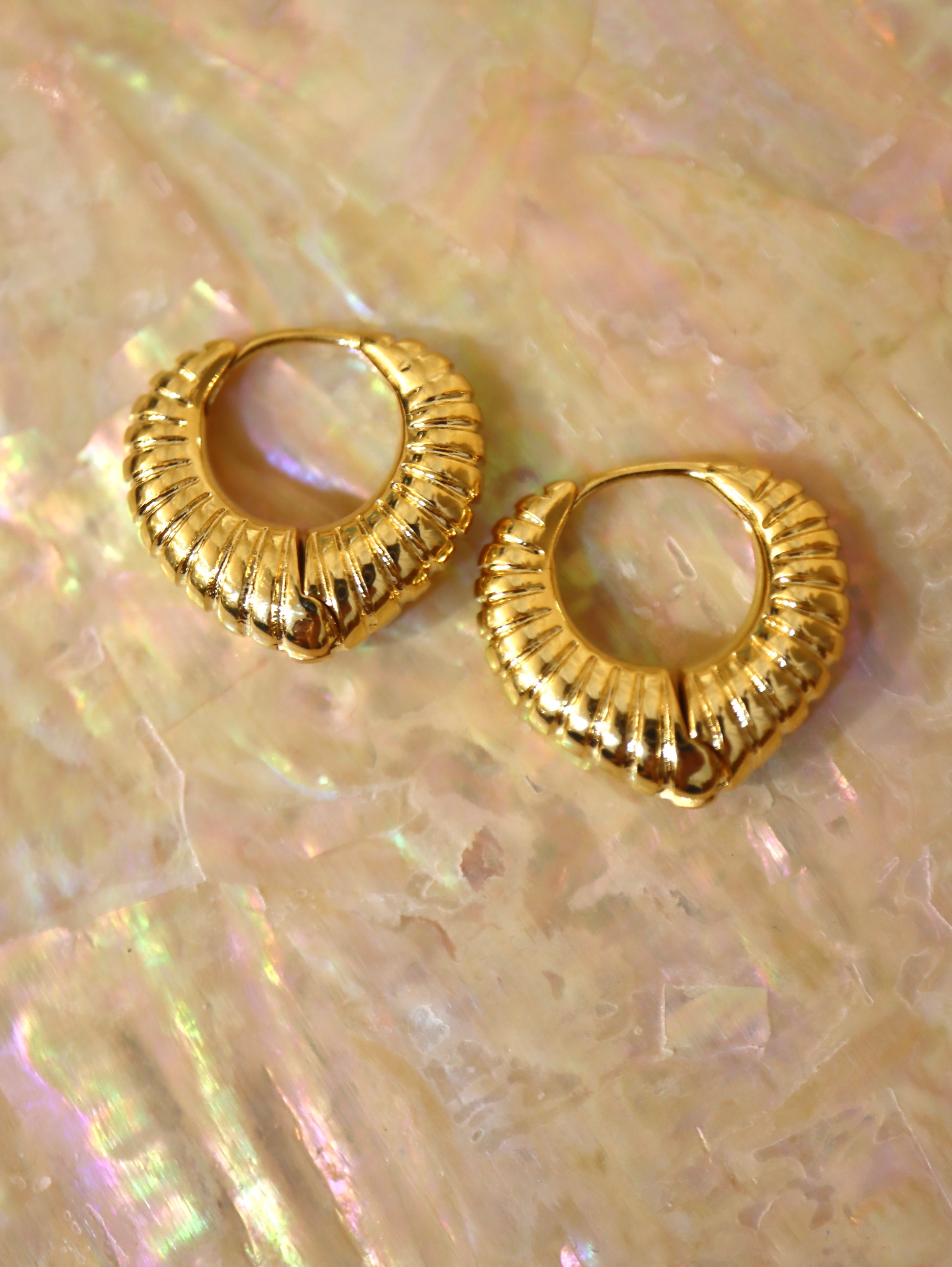 Luxe Ridged Statement Hoops Earrings