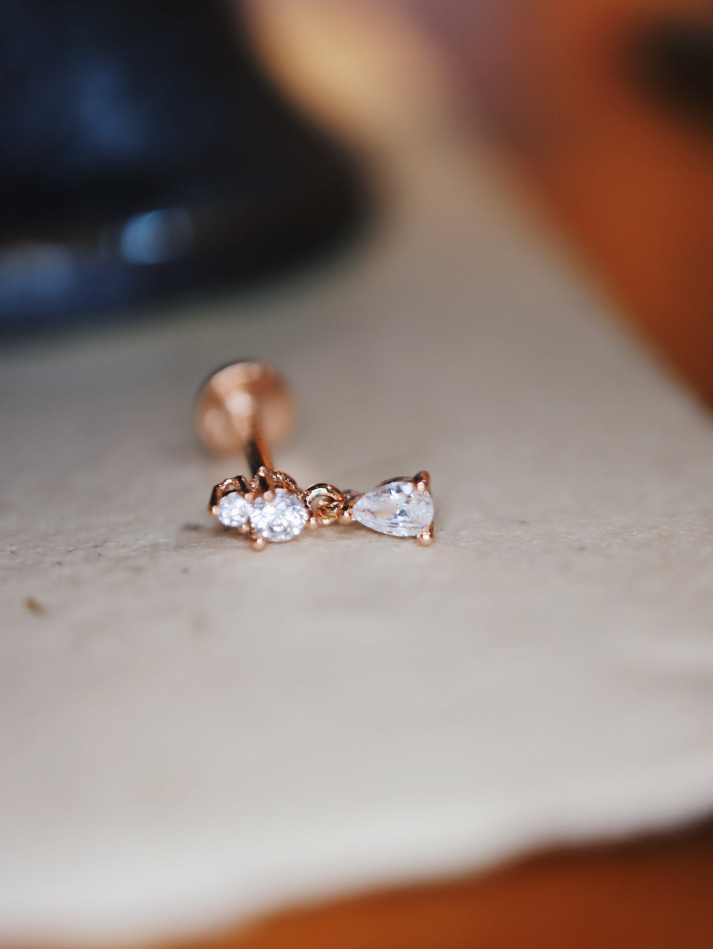 Drop cz 925 silver flat back earrings