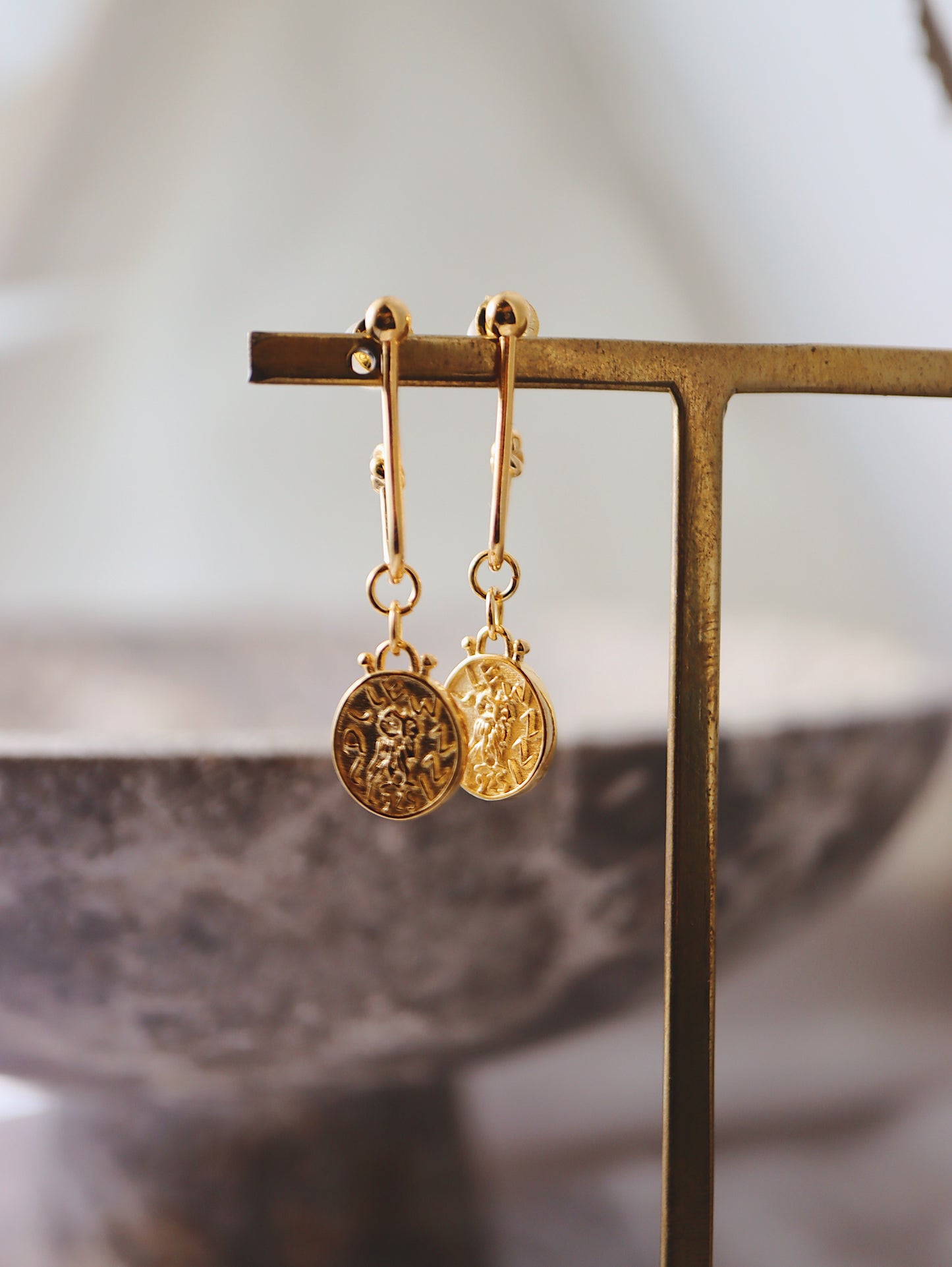 Drop coin silver925 earrings