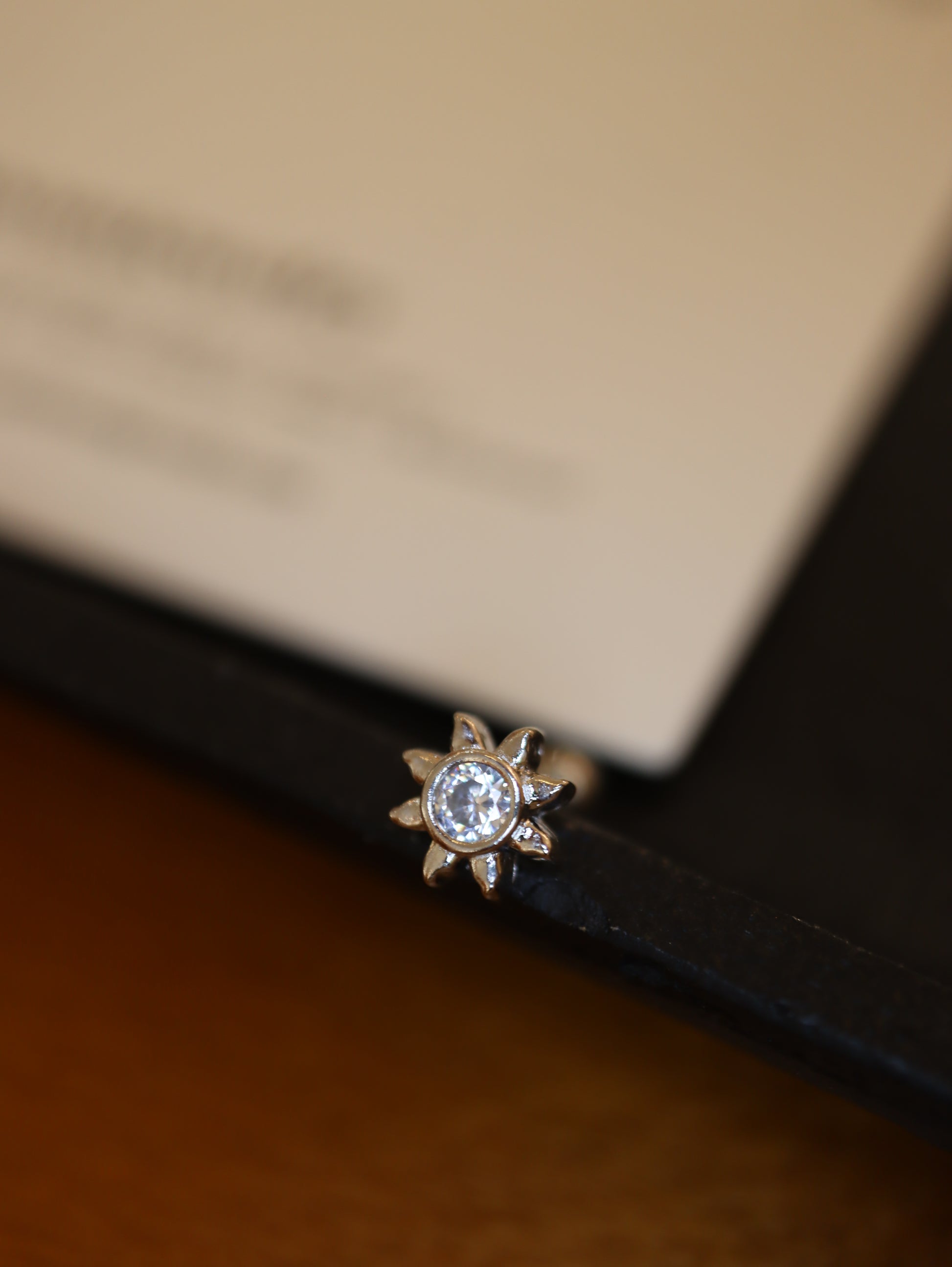 Sun cz stud s925 piercing earring