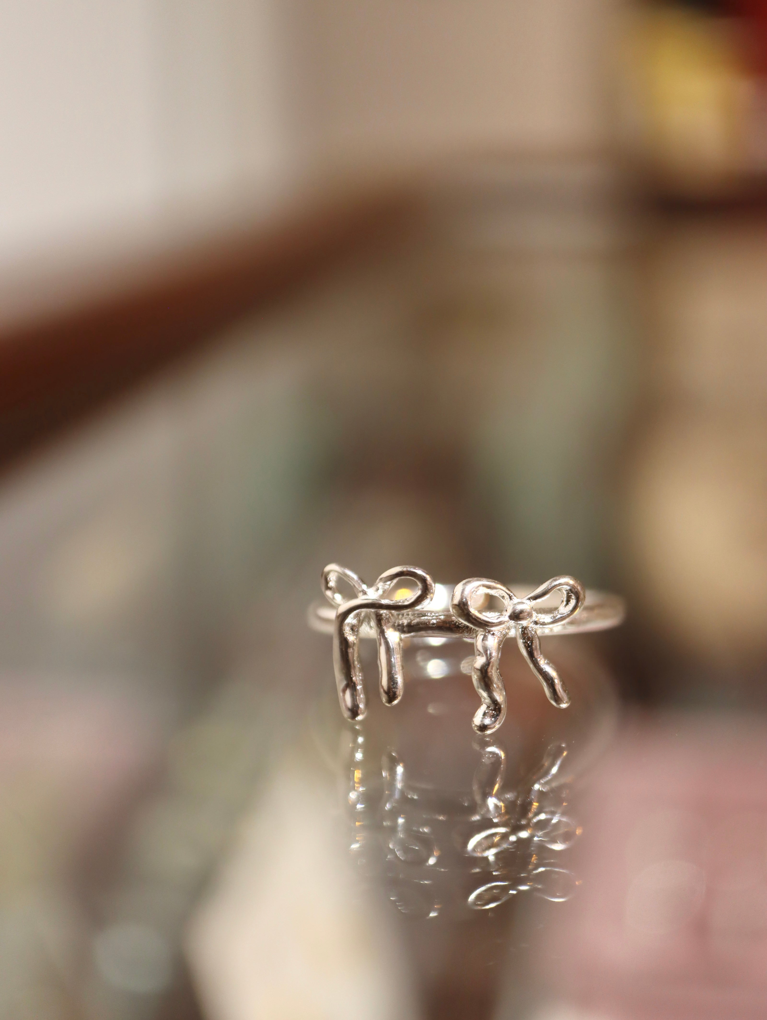 Double ribbon 925 ring open size ring