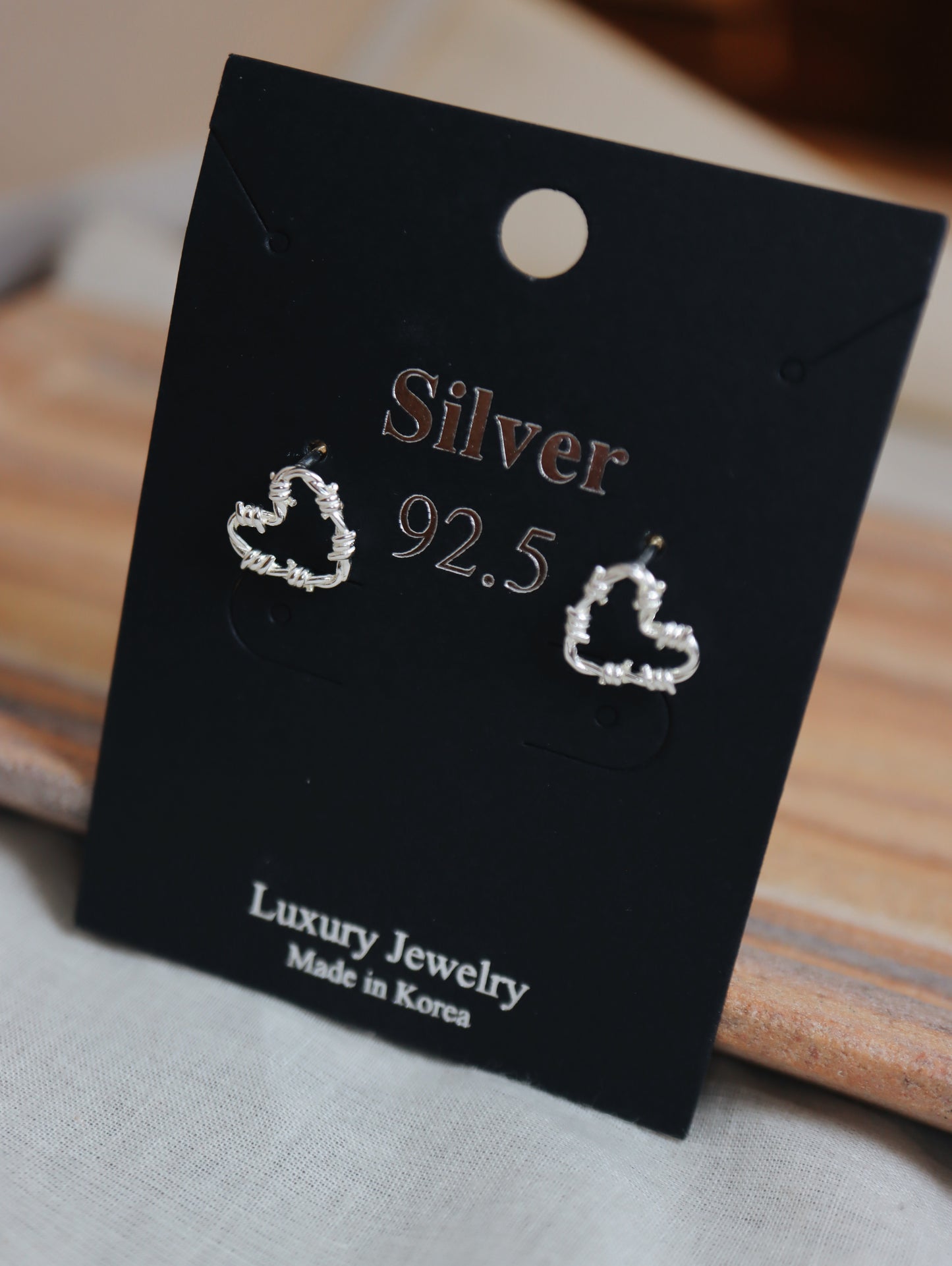 Thorn heart stud silver925 earrings