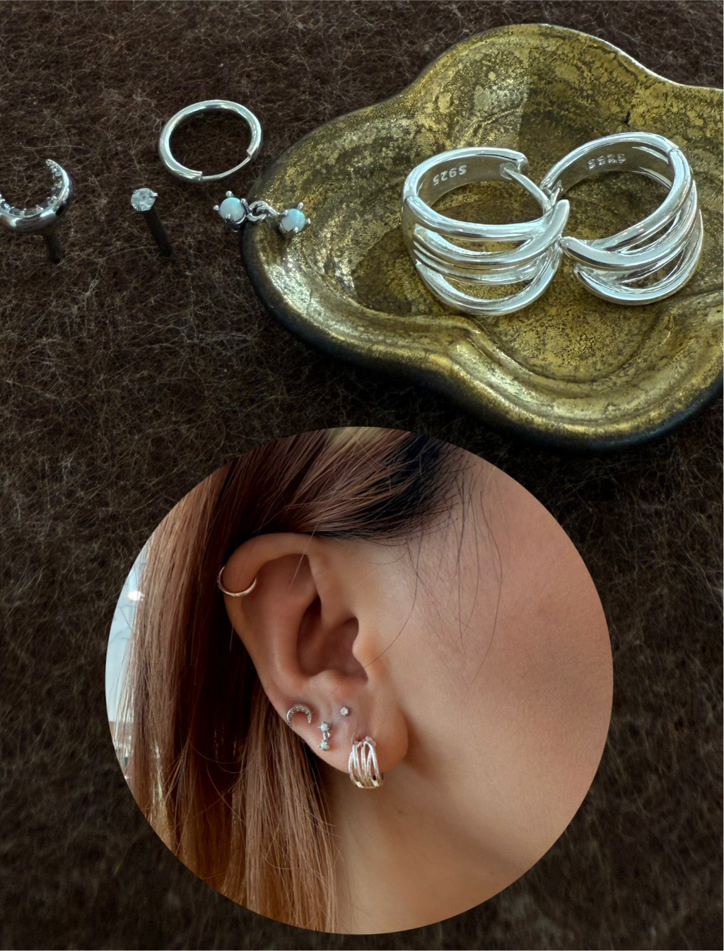 Silver925 arc earrings