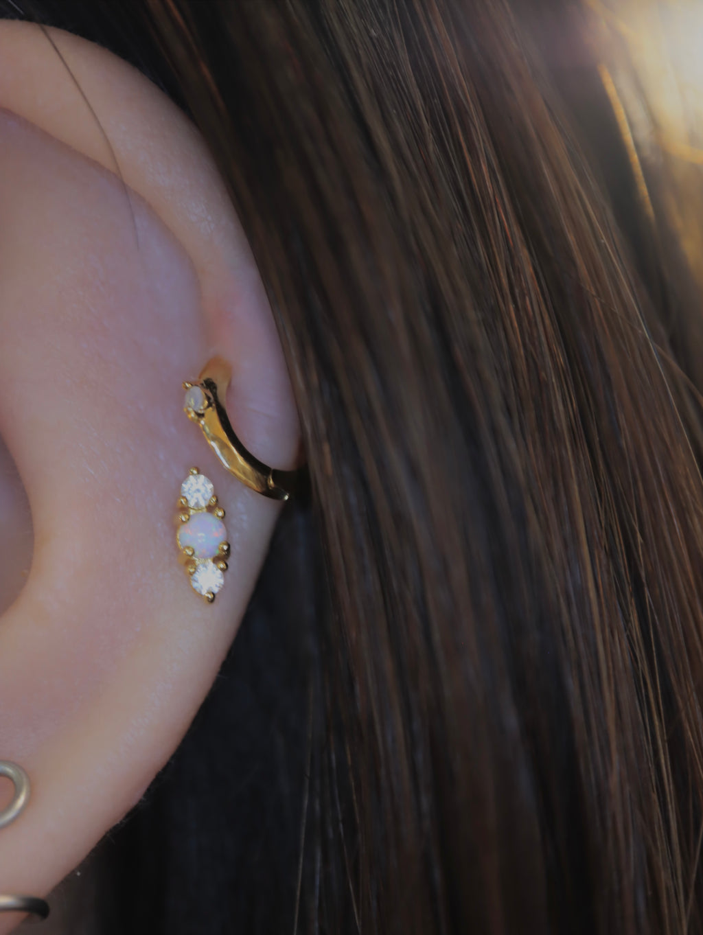 Moonstone mini huggie hoop earrings