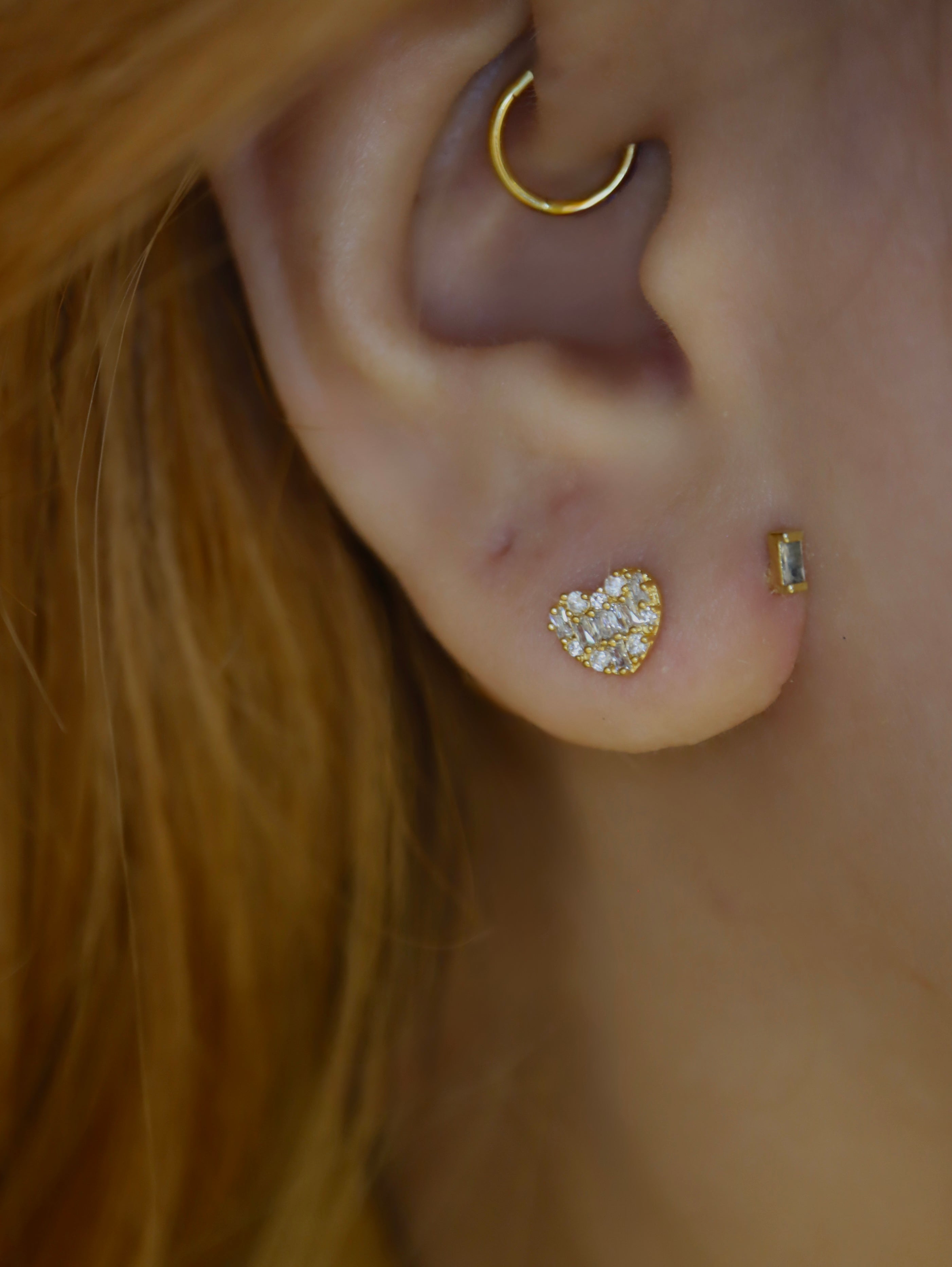 CZ Heart Cluster Stud 925 Silver Piercing (1pc)