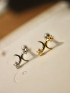 Double crescent and star surgical steel stud piercing (1pc)