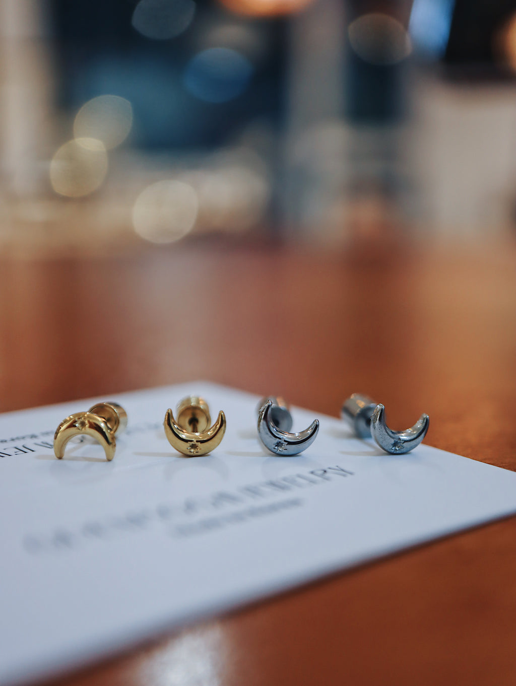 Crescent stainless steel earrings