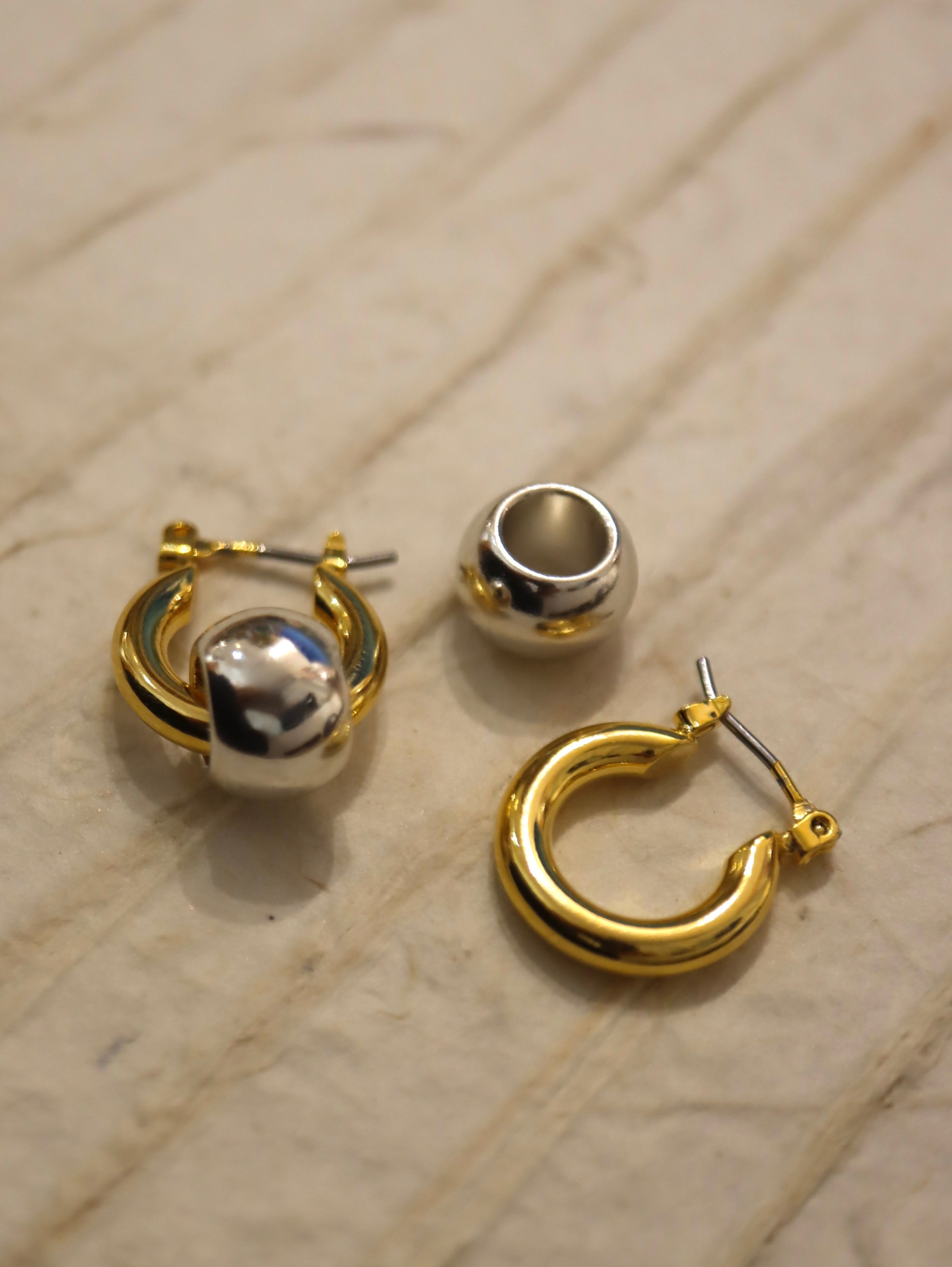 Brass hoop interlock earrings