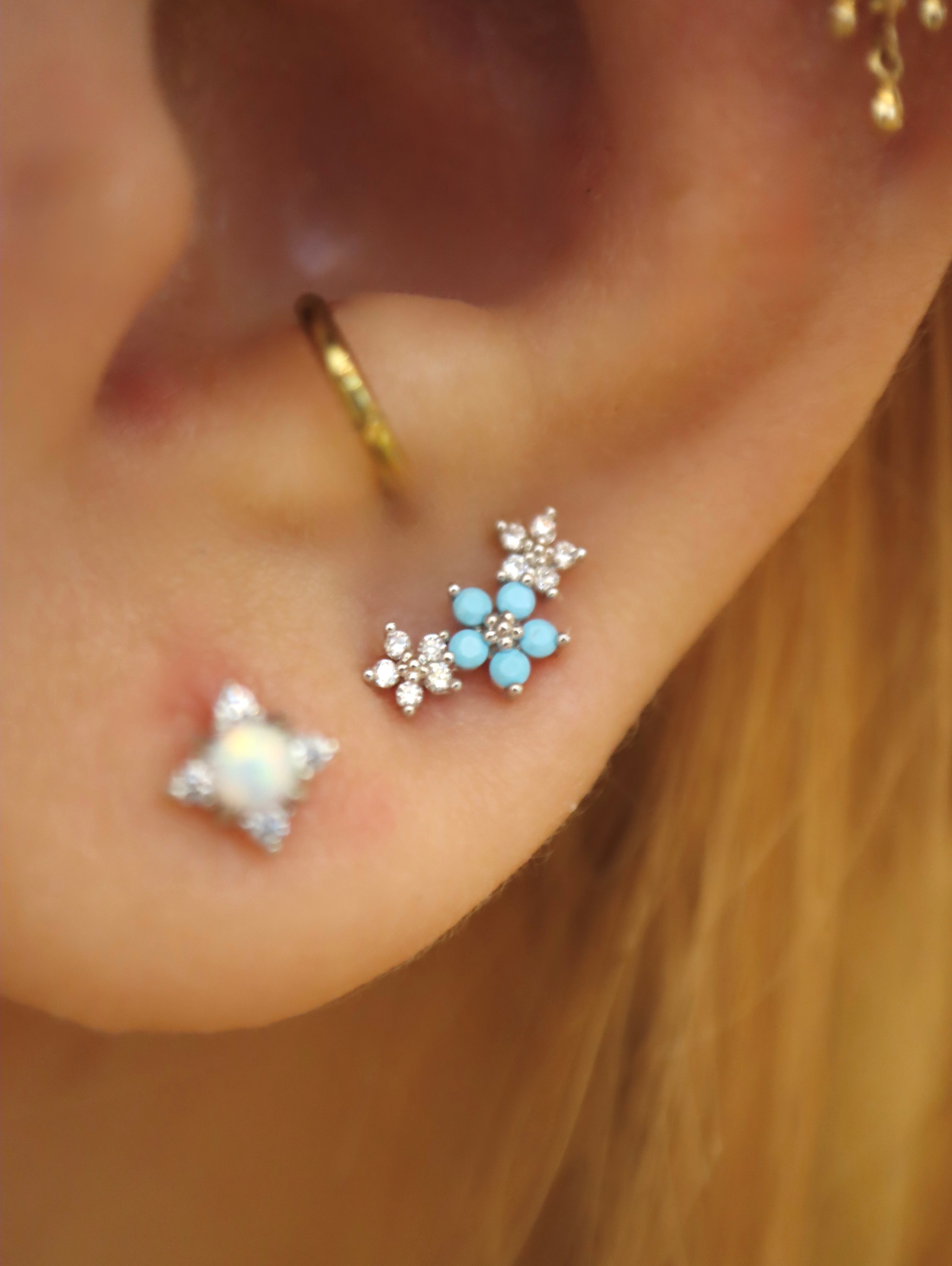 Azure Blossom Wing Stud Surgical Steel Piercing Earring (1pc)