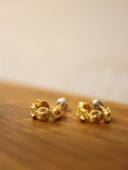 Solis textured hoop brass earrings