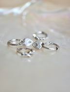 Silver925 Drop studded heart huggie hoop earrings