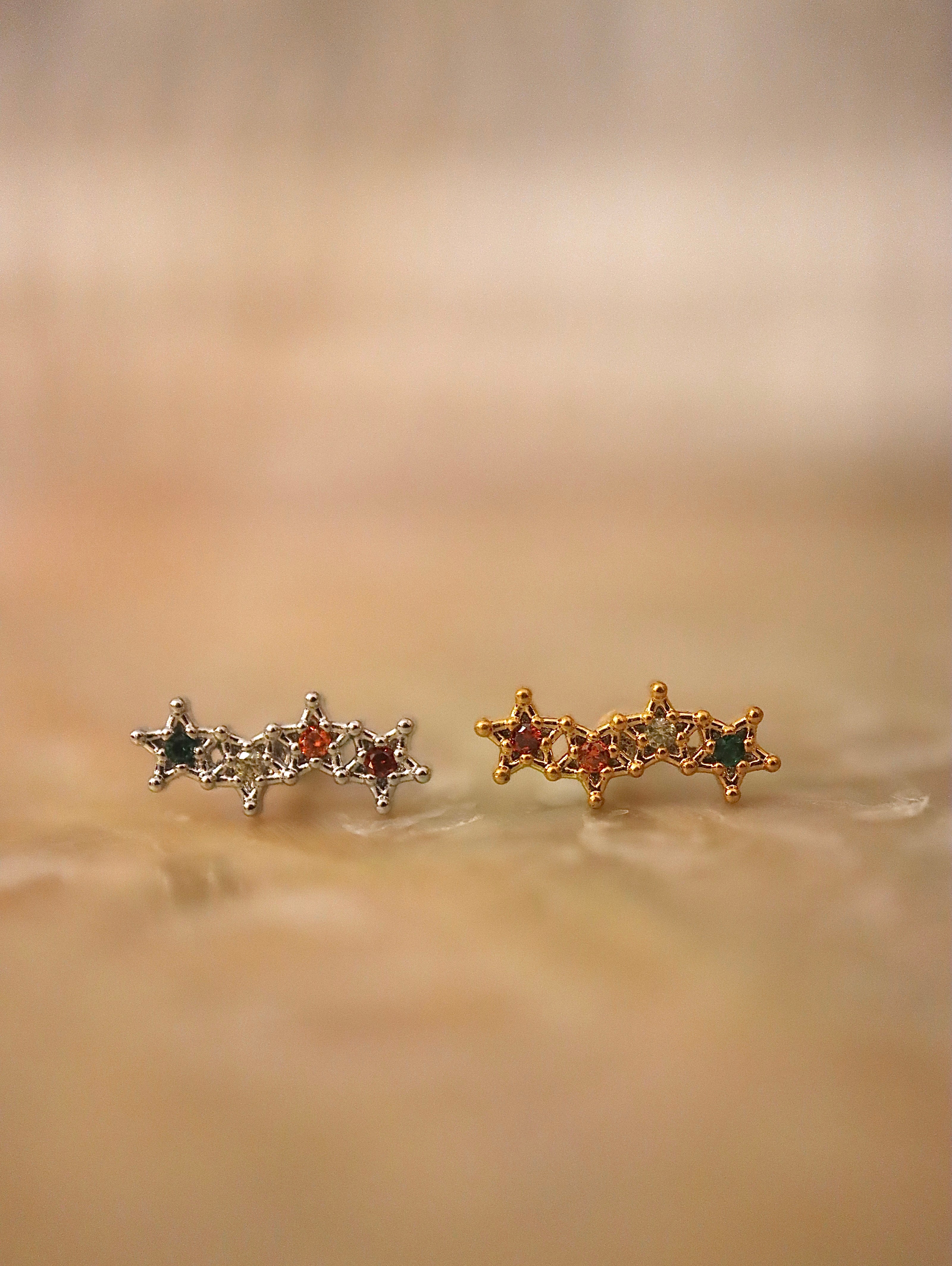 Rainbow star surgical steel stud piercing (1pc)