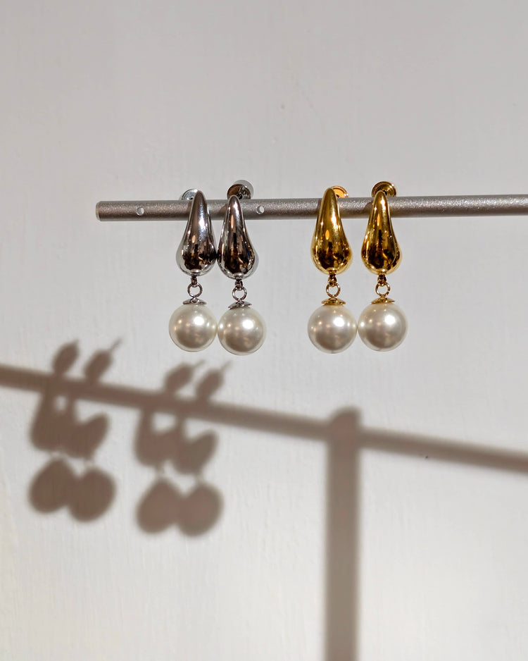 Drop pearl stainless steel earrings
