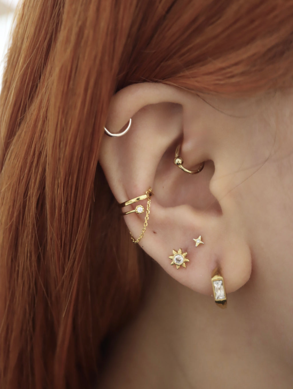 925 silver chain drop Earcuff (1pc)