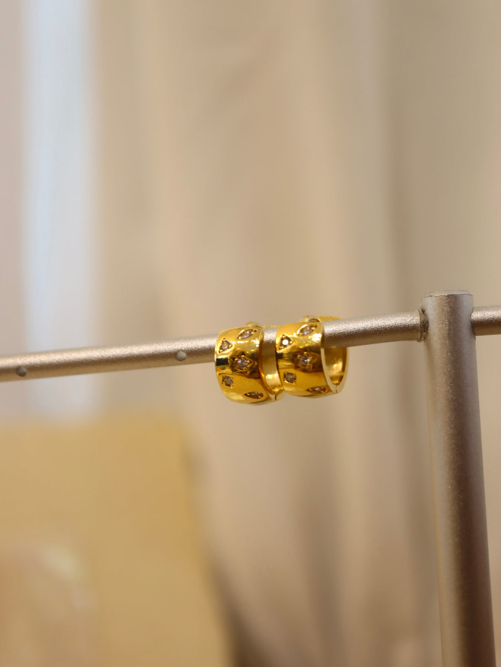 Star cz huggie hoop earrings