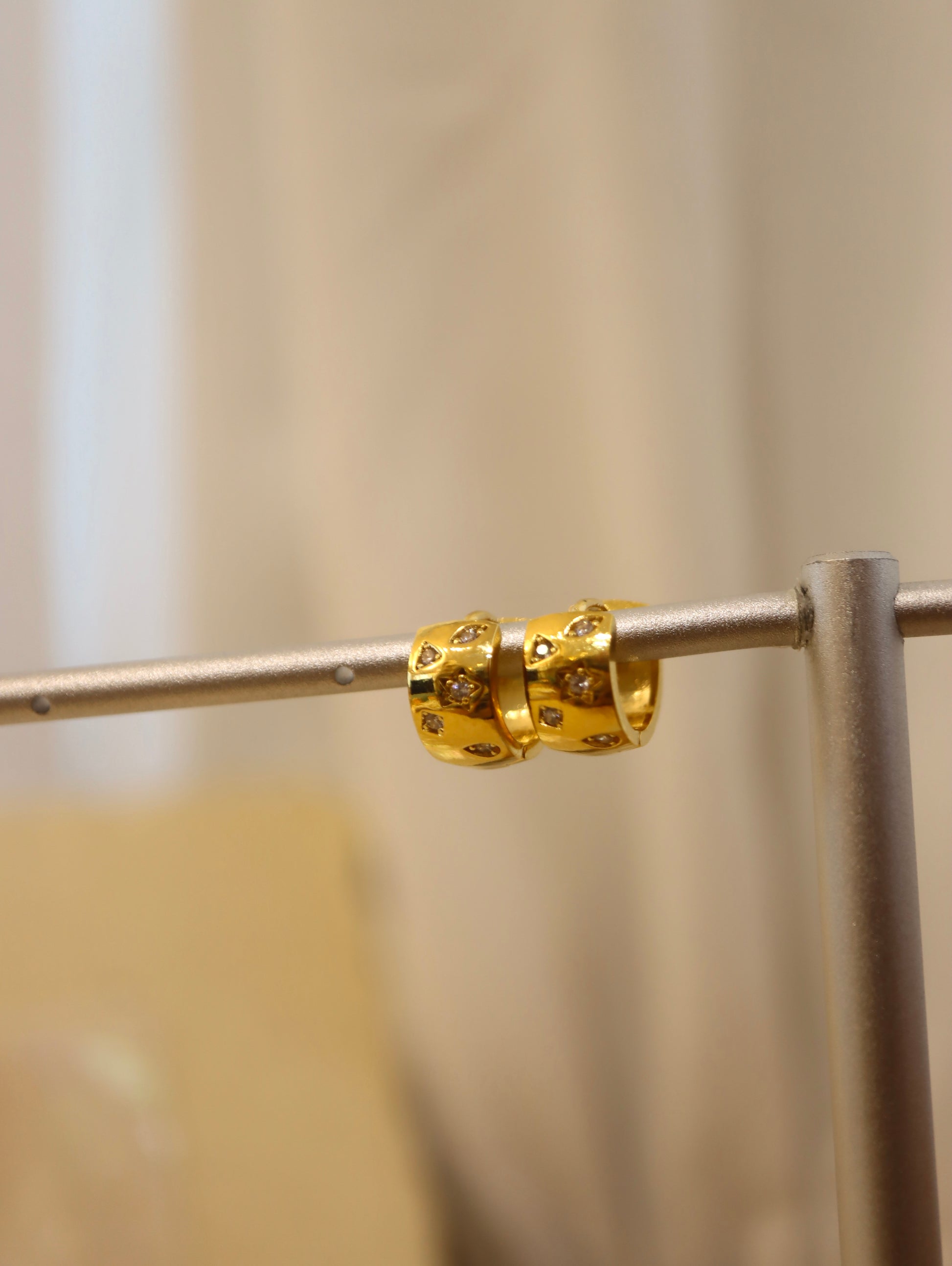 Star cz huggie hoop earrings