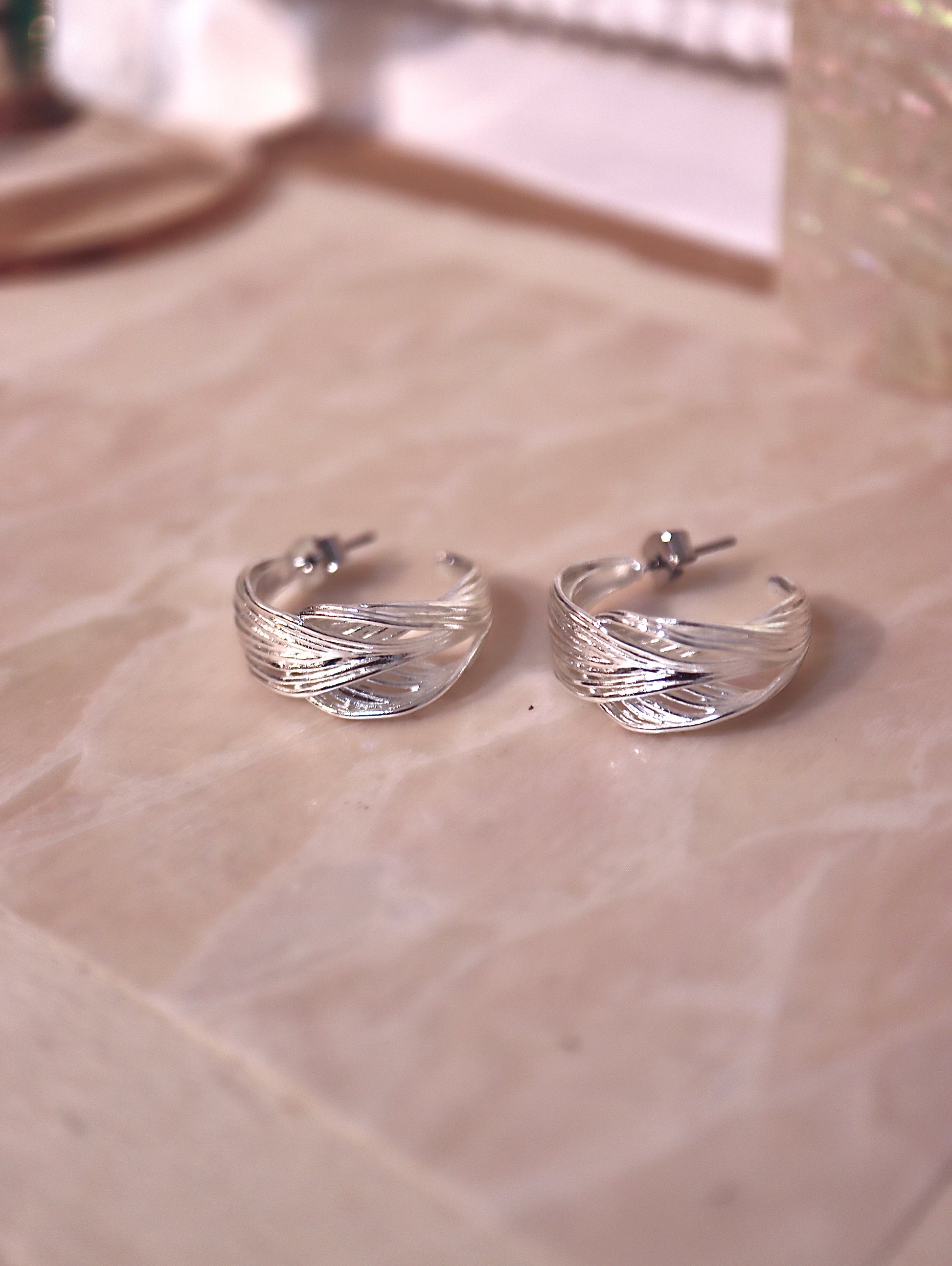 Braided striped earrings