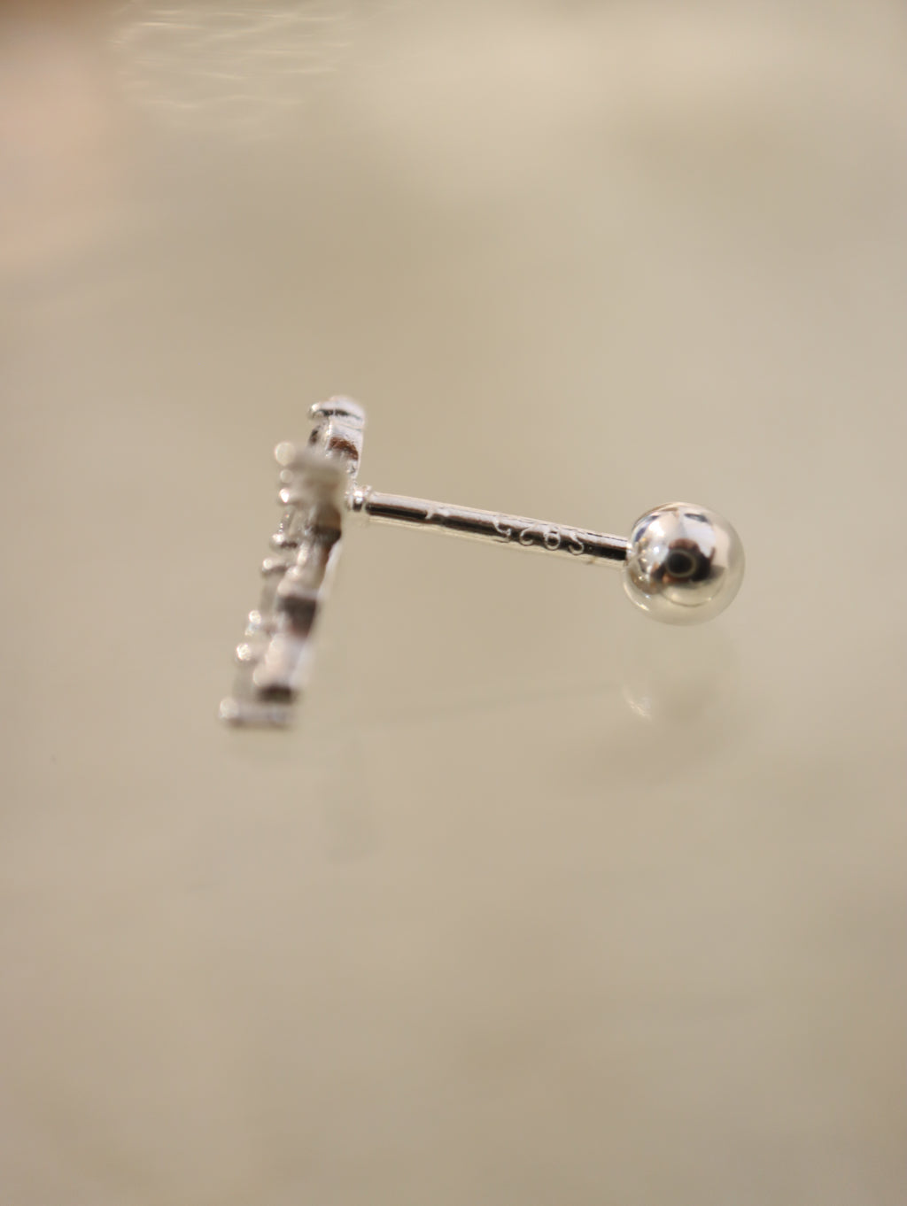 Cross cz 925 silver piercing earring (1pc)