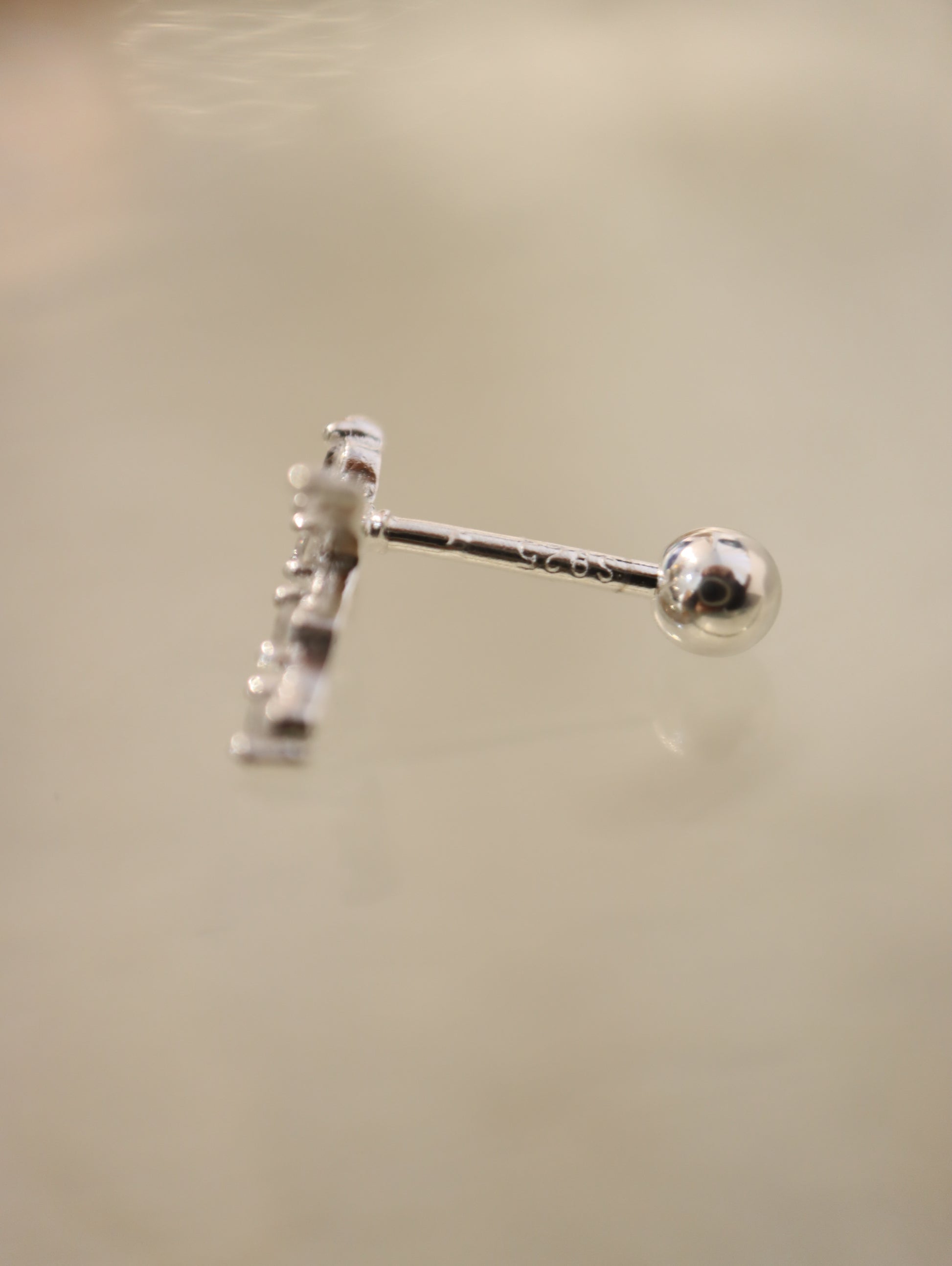 Cross cz 925 silver piercing earring (1pc)