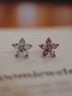 Flower cz surgical steel earring piercing