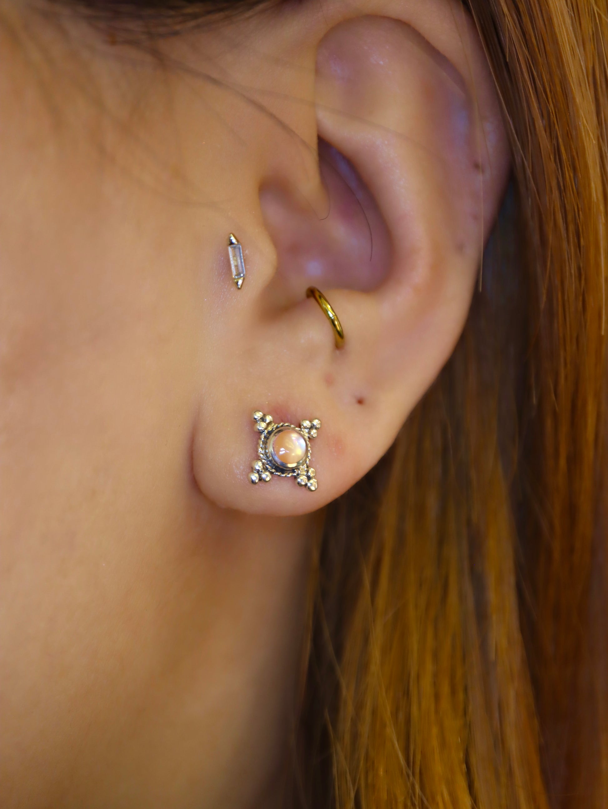 Pink mother pearl 925 silver earrings