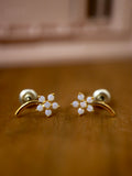 Petal climber brass earrings