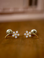 Petal climber brass earrings