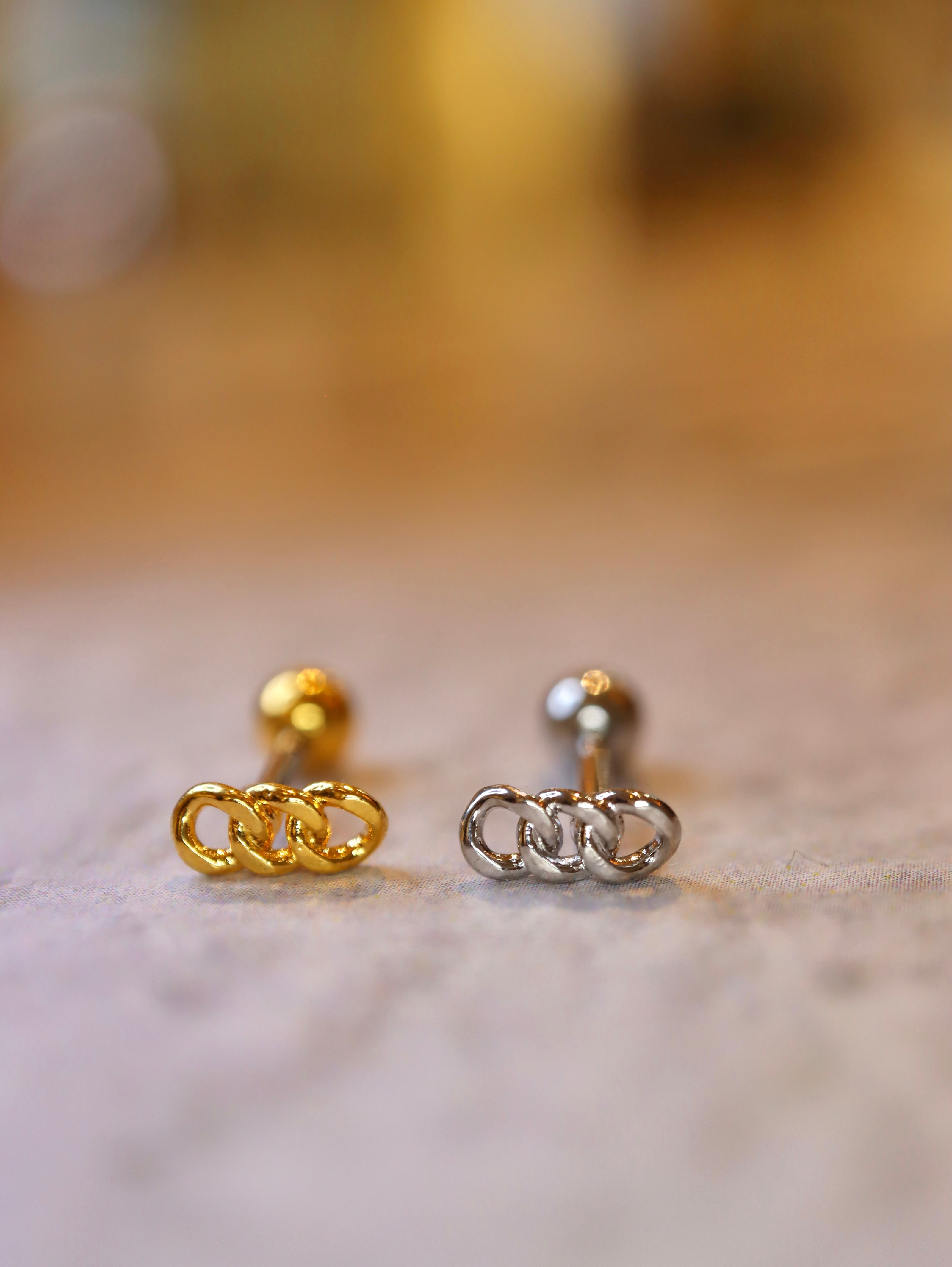 Mini chain bar stud surgical steel (1pc)