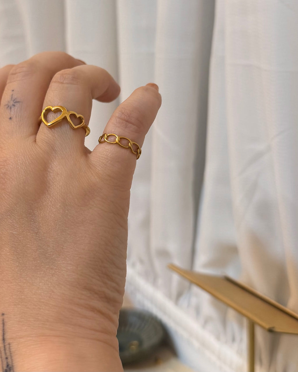 Interlock stainless steel pinky ring