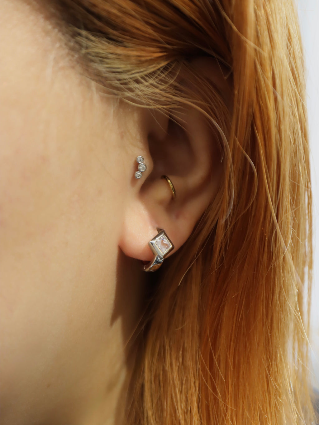 Rhombus CZ hoop earrings