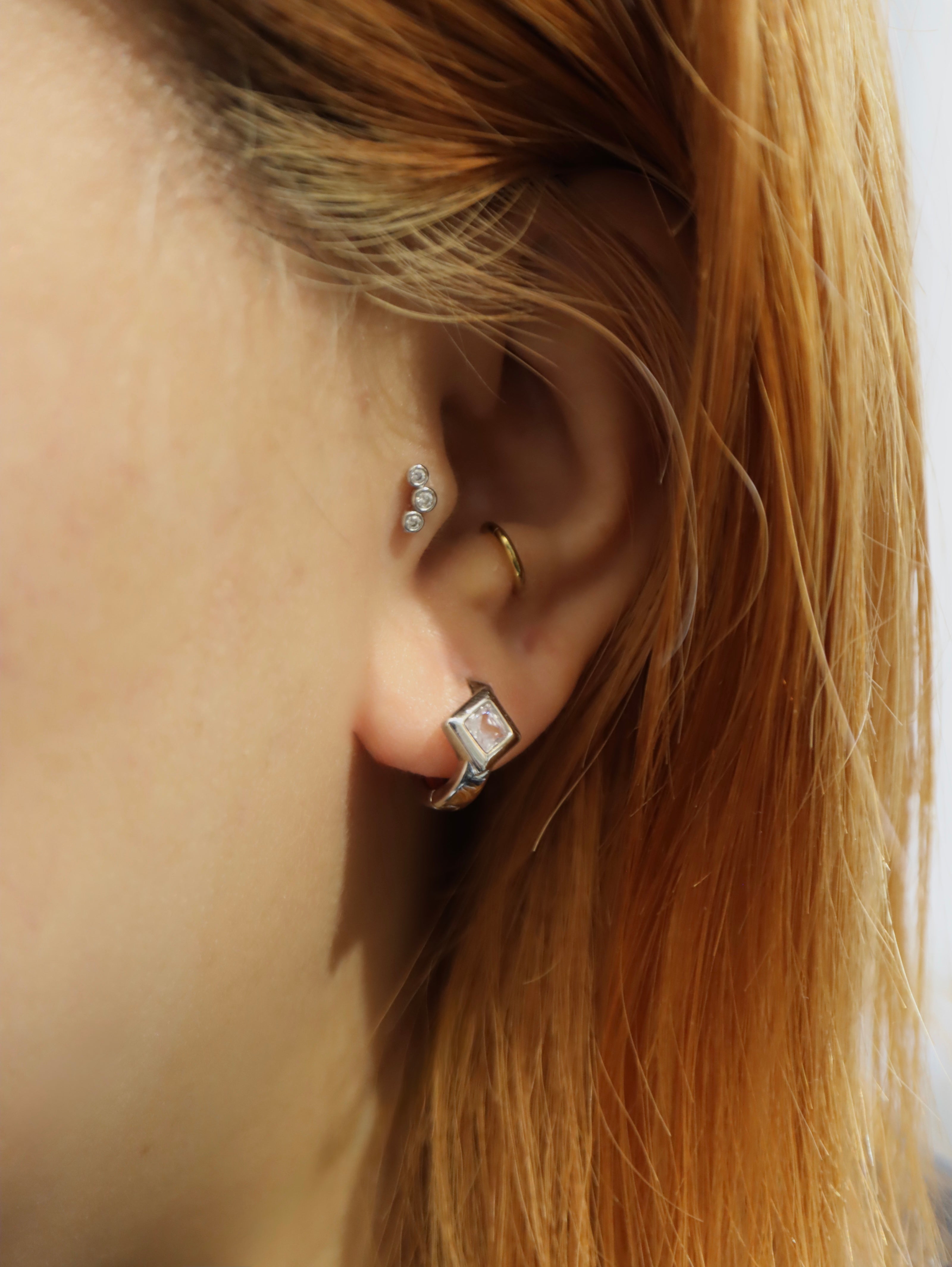Rhombus CZ hoop earrings