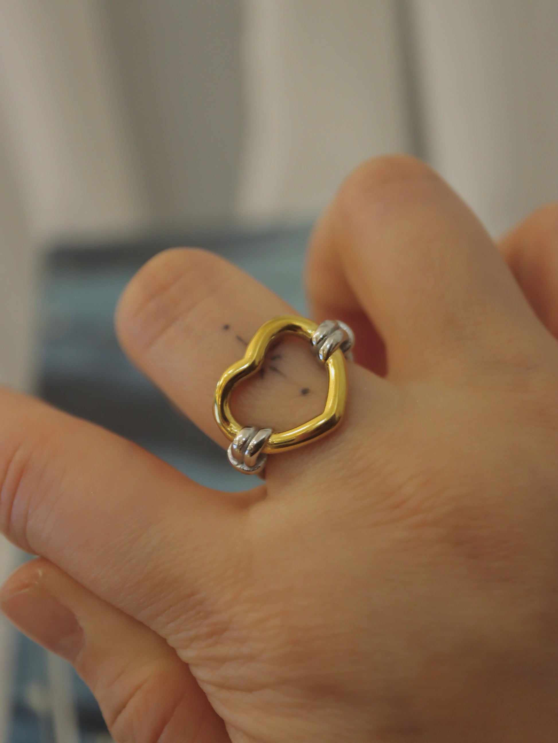 Mix colour heart stainless steel ring