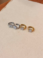 Oval cz stainless steel earrings