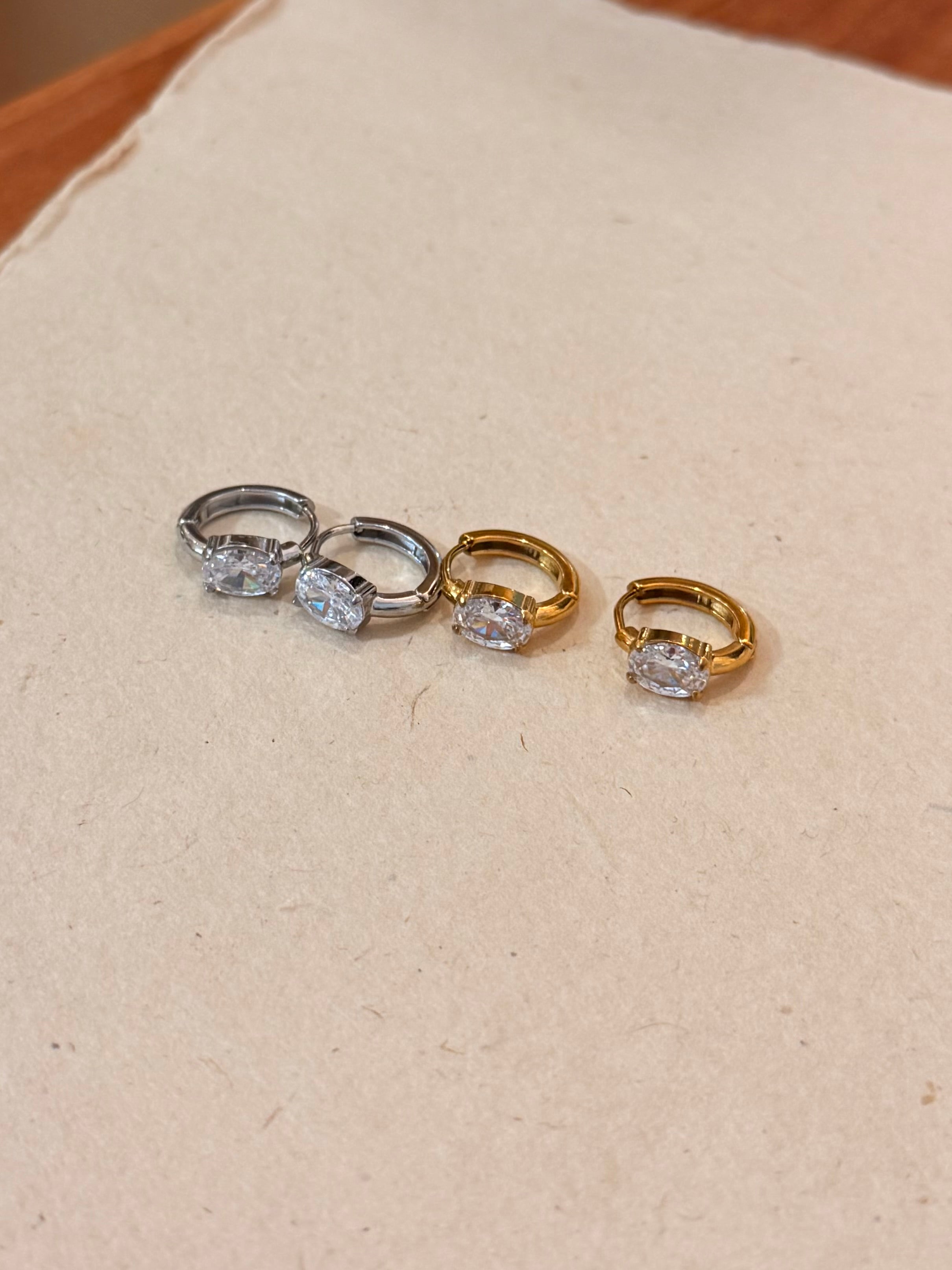 Oval cz stainless steel earrings