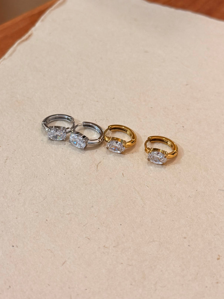 Oval cz stainless steel earrings
