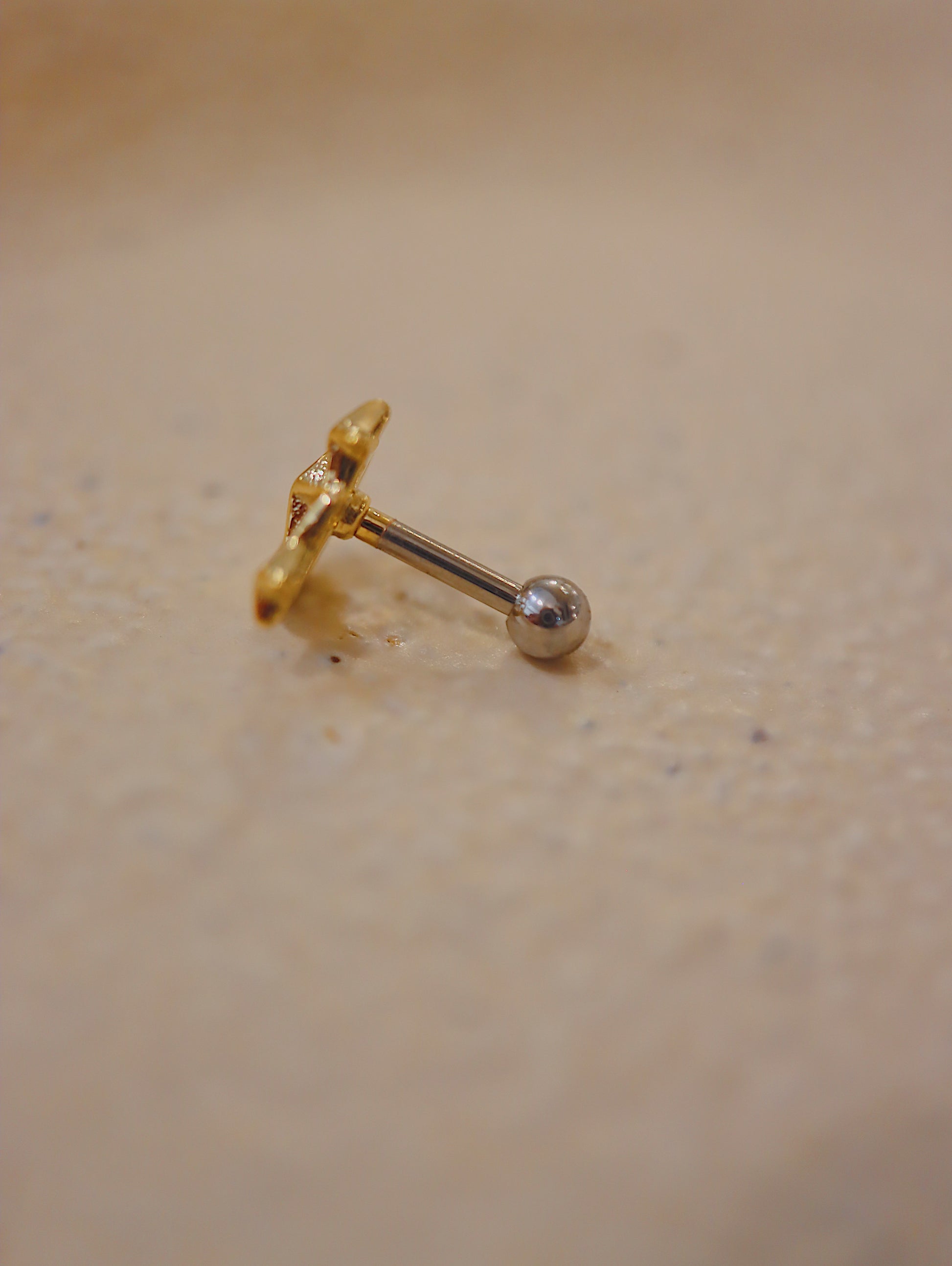 Starlit crescent surgical steel stud piercing