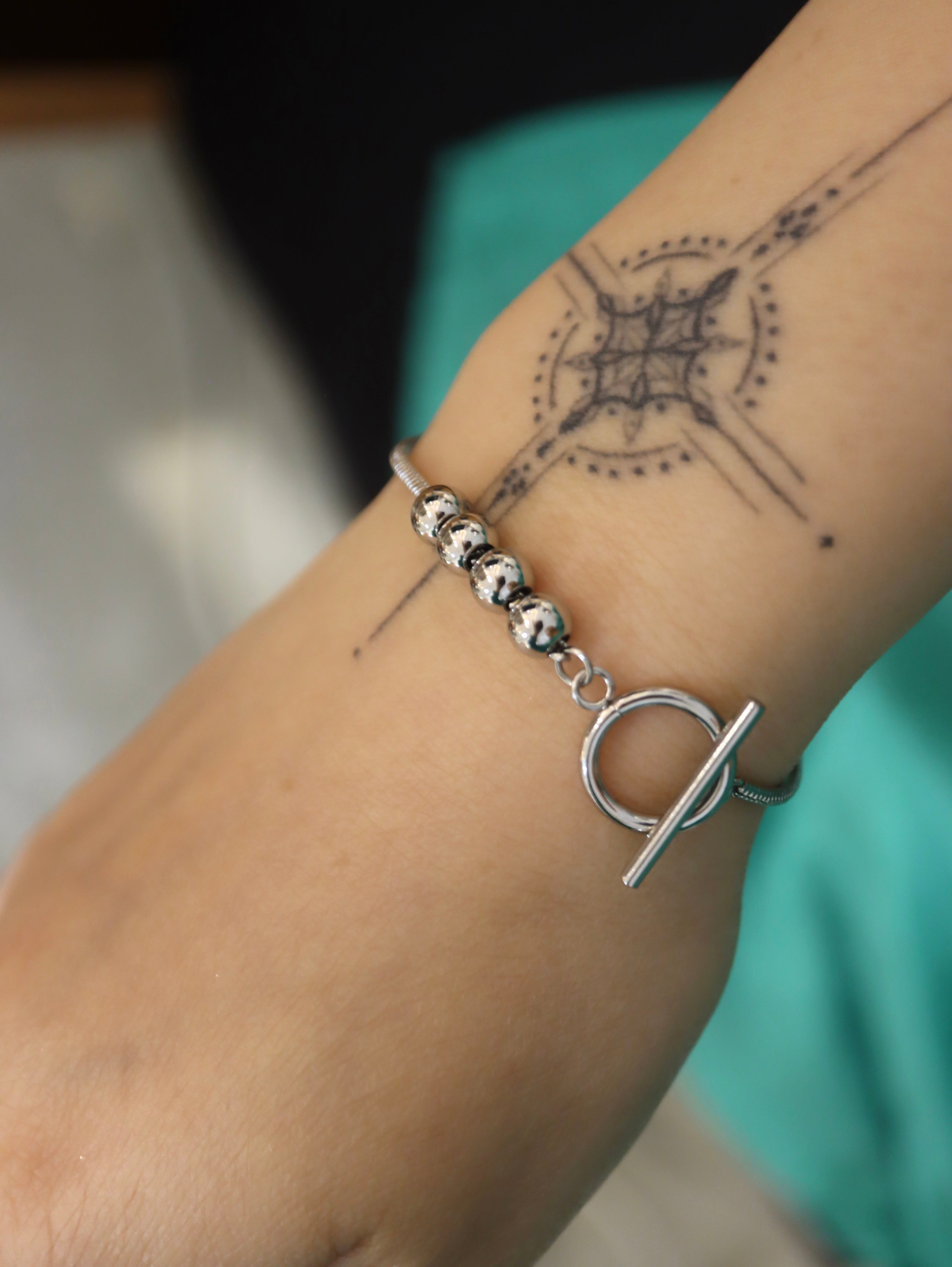 Linear Orb Stainless Steel Bracelet