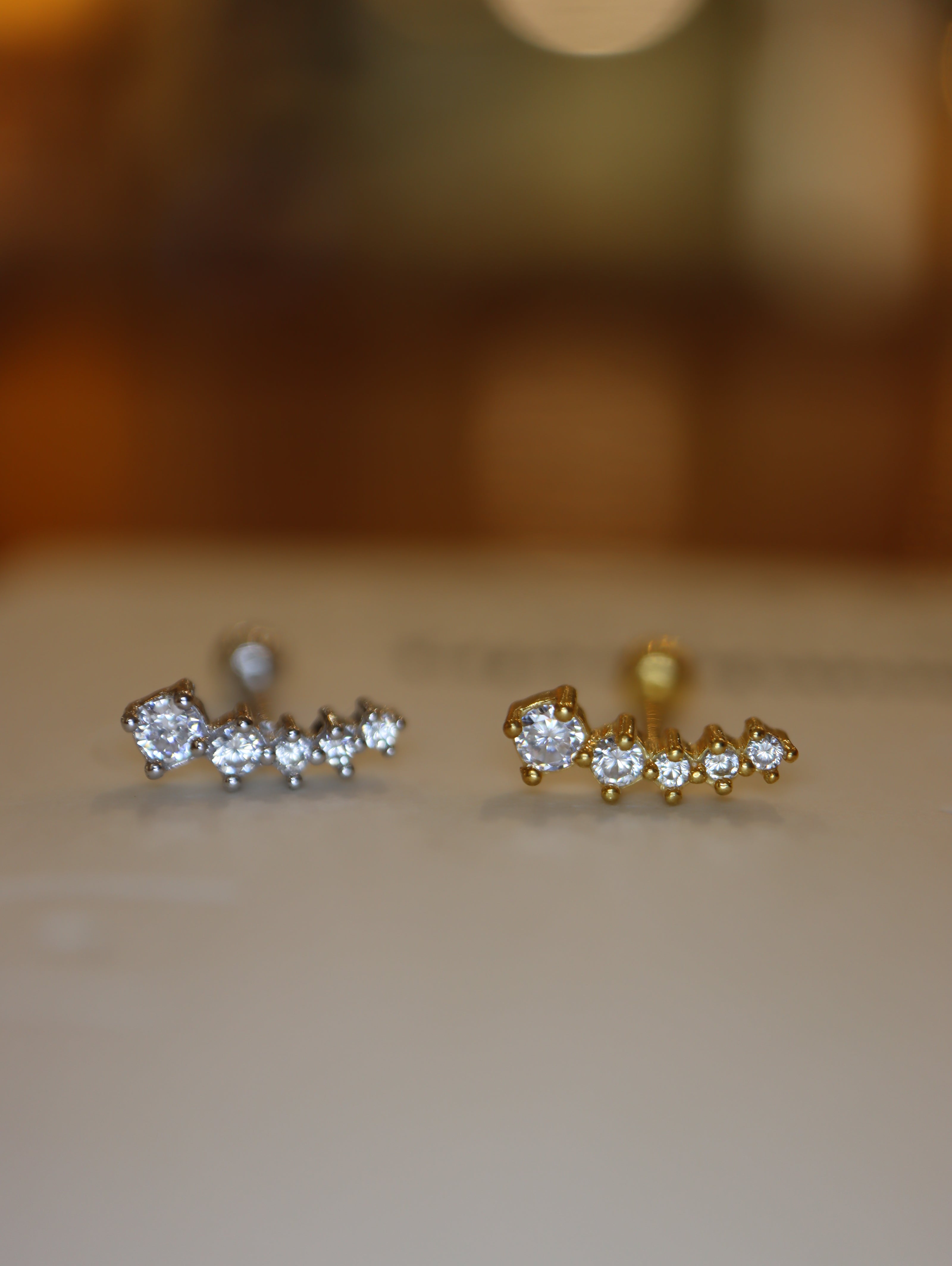 Bar curved 925 silver stud ball end piercing